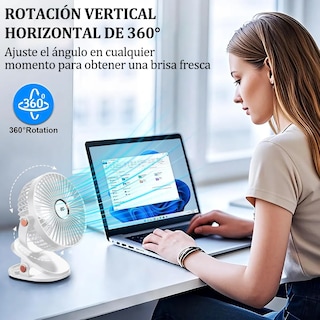 Foto 3 | Foto 3 | Ventilador Portátil Redondo Recargable Con Clip Eo Safe Imports Esi-20127 Blanco