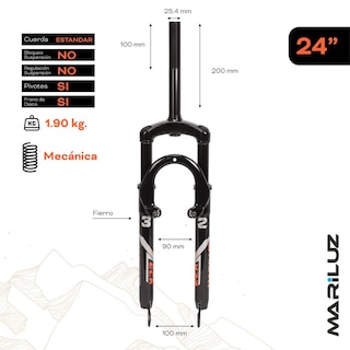 Foto 2 | Foto 2 | Tijera Para Bicicleta Mariluz R24 25.4 Mm Fe Con Rosca Suspension Negro