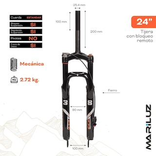 Foto 2 | Foto 2 | Tijera Para Bicicleta Mariluz R24 25.4 Mm Fe Con Rosca Bloqueo Lock Out Con Resorte Helicoidal Suspension Negro
