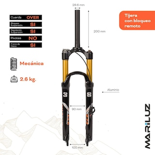 Foto 2 | Foto 2 | Tijera Para Bicicleta Mariluz R29 28.6 Mm Sin Rosca Al/al Bloqueo Lock Out Resorte Helicoidal Suspension Negro