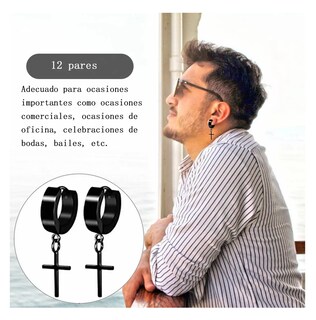 Foto 4 | Foto 4 | Pendientes De Hombre/mujer Pendientes De Acero Inoxidable Negro