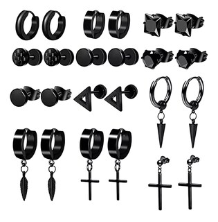 Foto 1 | Foto 1 | Pendientes De Hombre/mujer Pendientes De Acero Inoxidable Negro