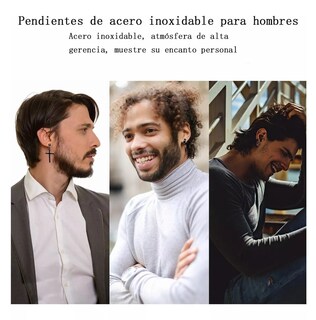 Foto 3 | Foto 3 | Pendientes De Hombre/mujer Pendientes De Acero Inoxidable Negro