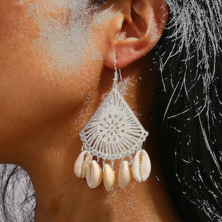 Foto 2 | Foto 2 | Pendientes Huoguo Con Colgante Dorado De Concha Y Concha Para Boda - Venta Internacional.