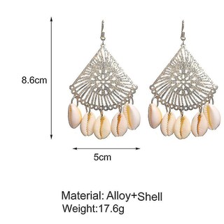 Foto 3 | Foto 3 | Pendientes Huoguo Con Colgante Dorado De Concha Y Concha Para Boda - Venta Internacional.