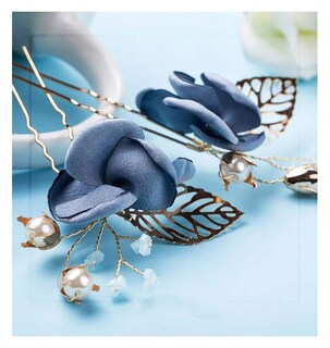 Foto 5 | Foto 5 | Horquilla Para El Pelo Huoguo Bride Con Estampado Floral Azul Para Boda X2 - Venta Internacional.