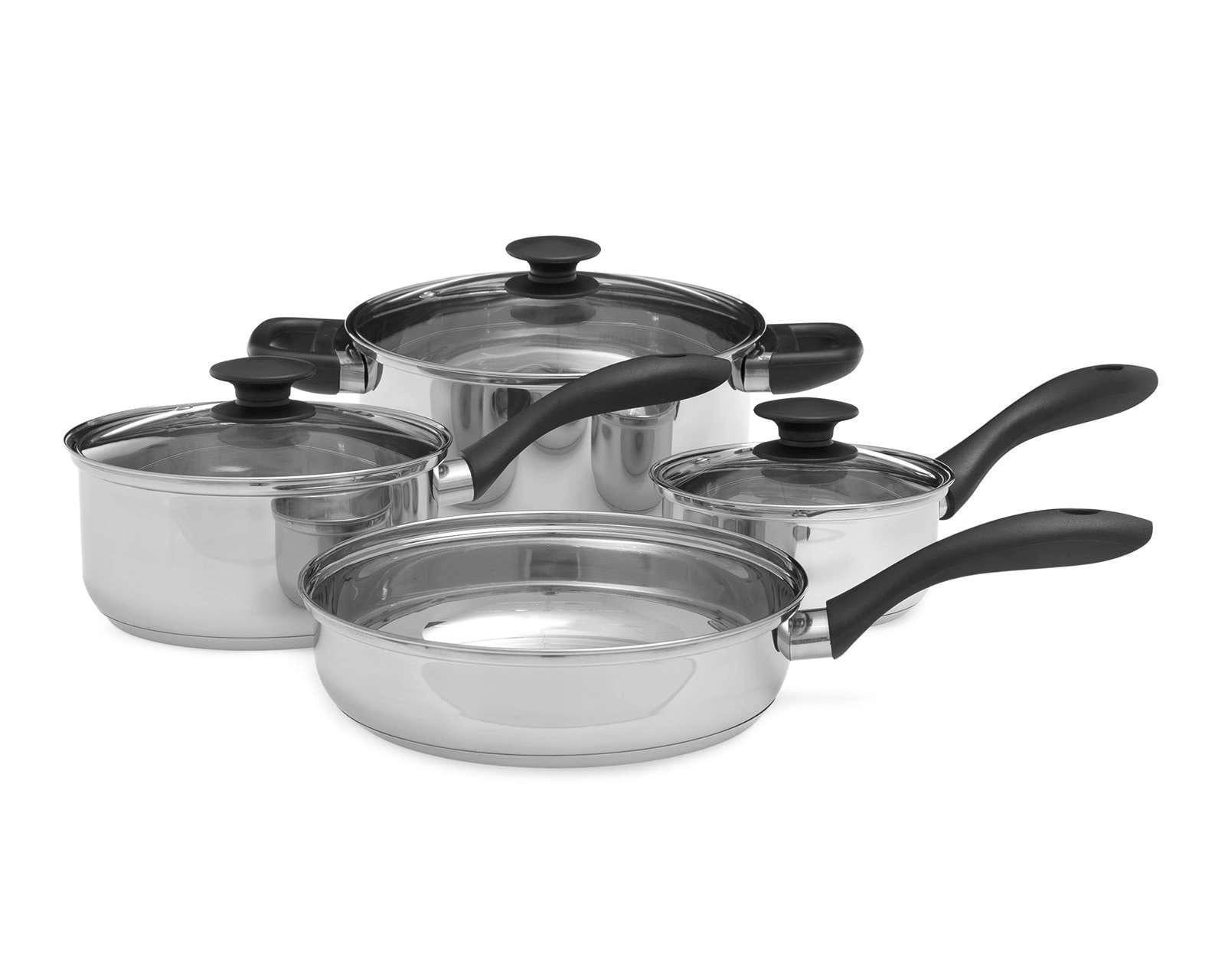 Batería de Cocina Record 7 Piezas de Acero Inoxidable