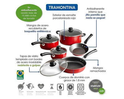 Foto 2 | Foto 2 | Batería de Cocina Tramontina 9 Piezas de Aluminio