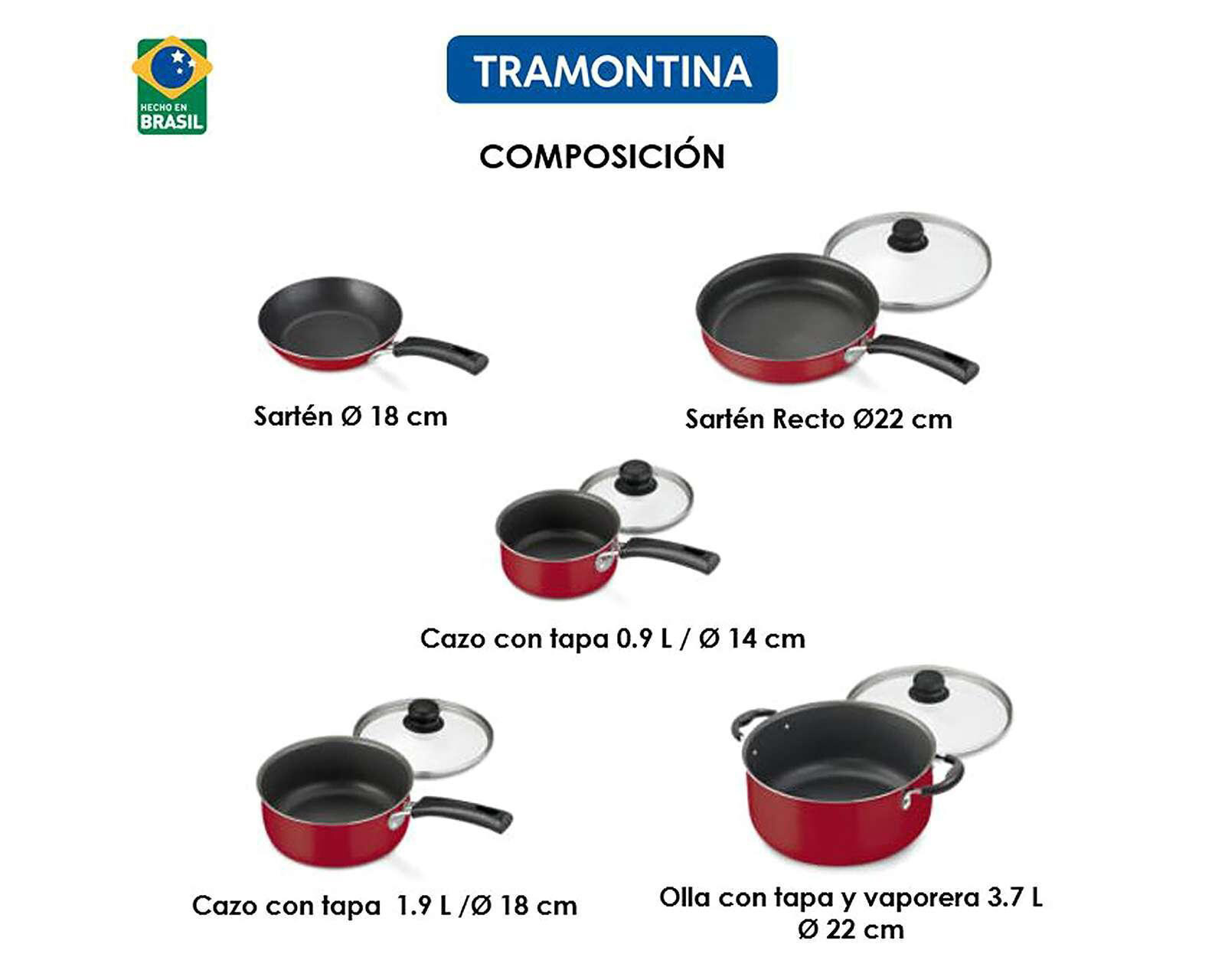 Foto 4 pulgar | Foto 3 | Batería de Cocina Tramontina 9 Piezas de Aluminio