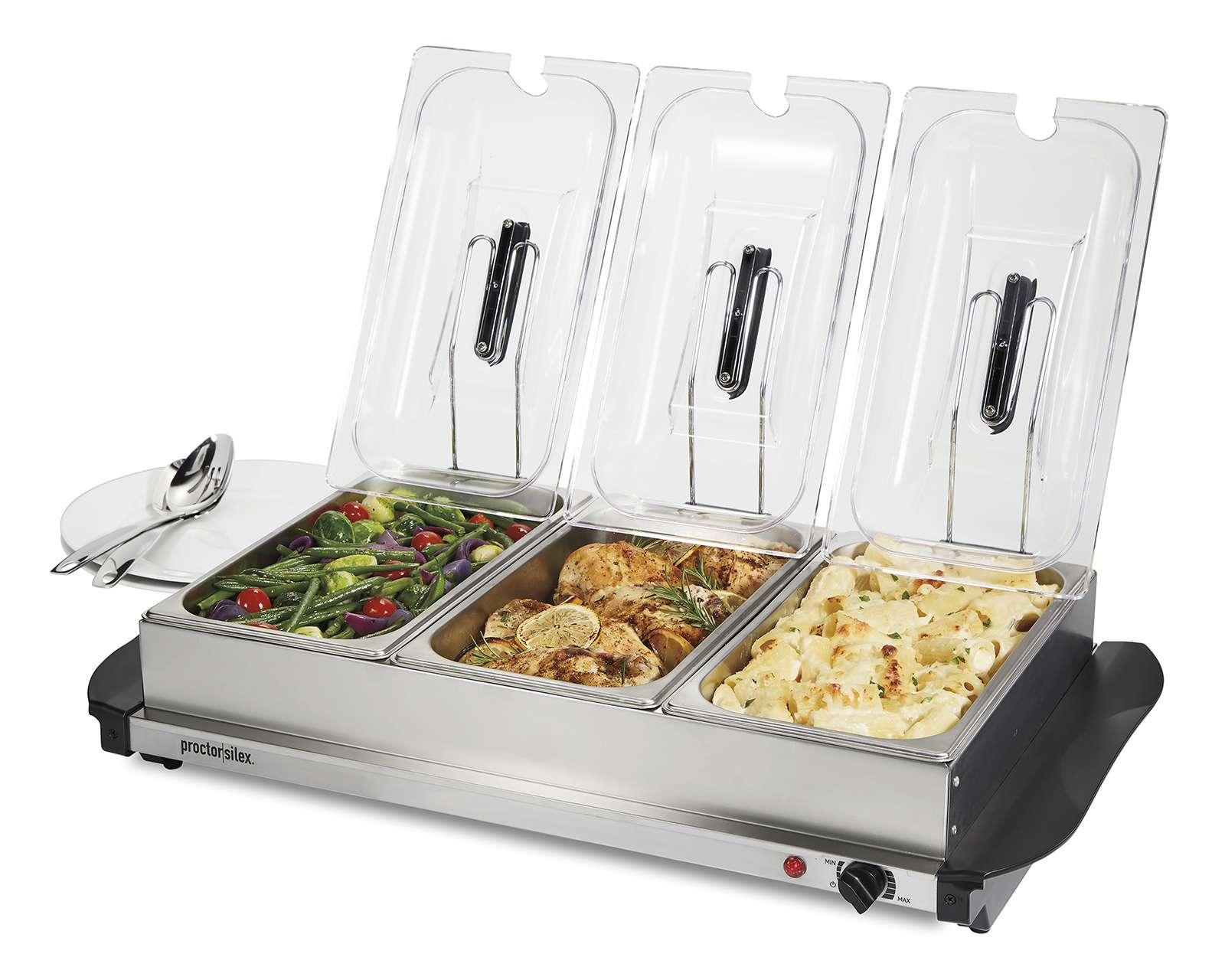 Foto 4 pulgar | Foto 3 | Servidor de Bufet Hamilton Beach Tres Bandejas de Acero Inoxidable