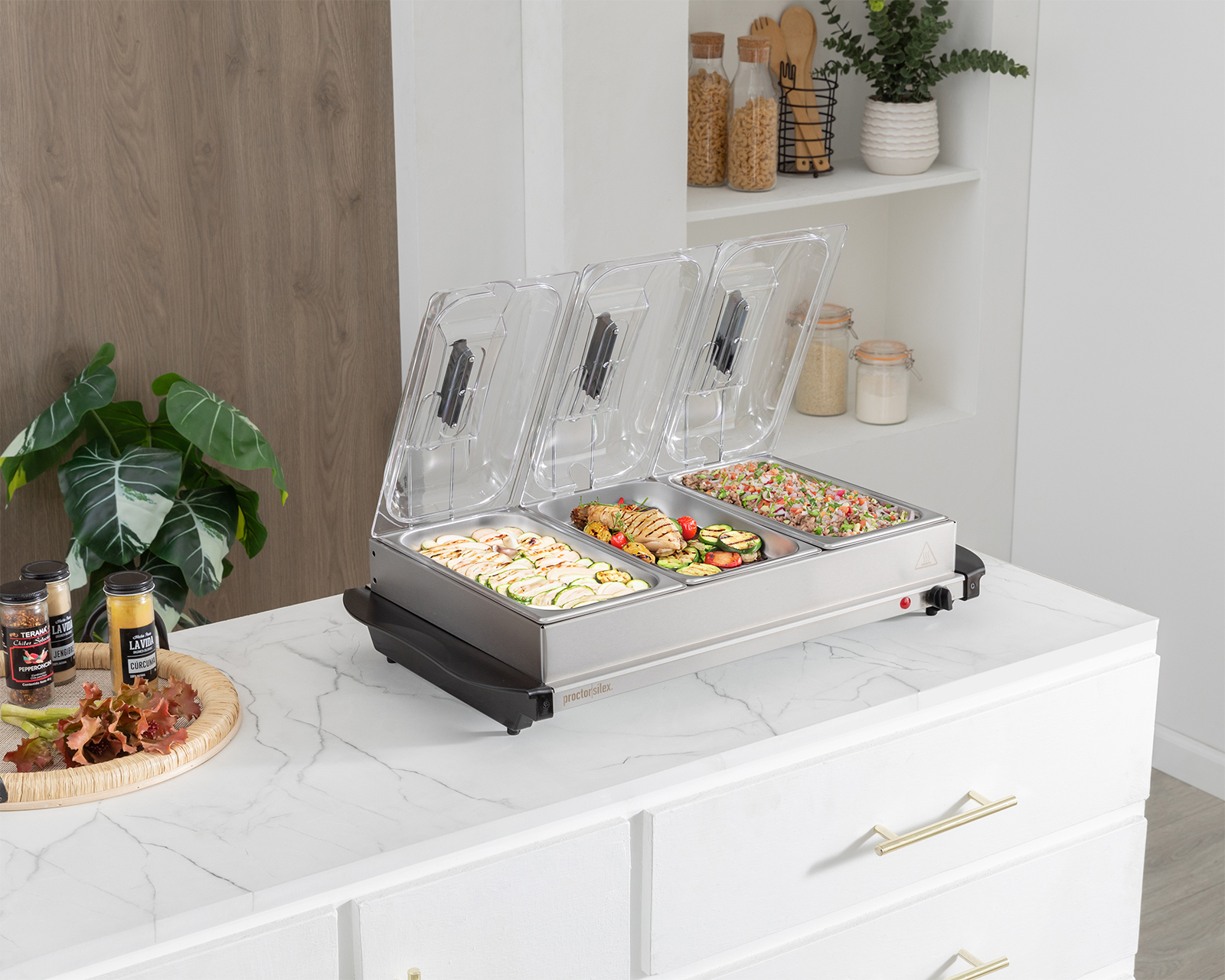 Foto 6 pulgar | Foto 5 | Servidor de Bufet Hamilton Beach Tres Bandejas de Acero Inoxidable