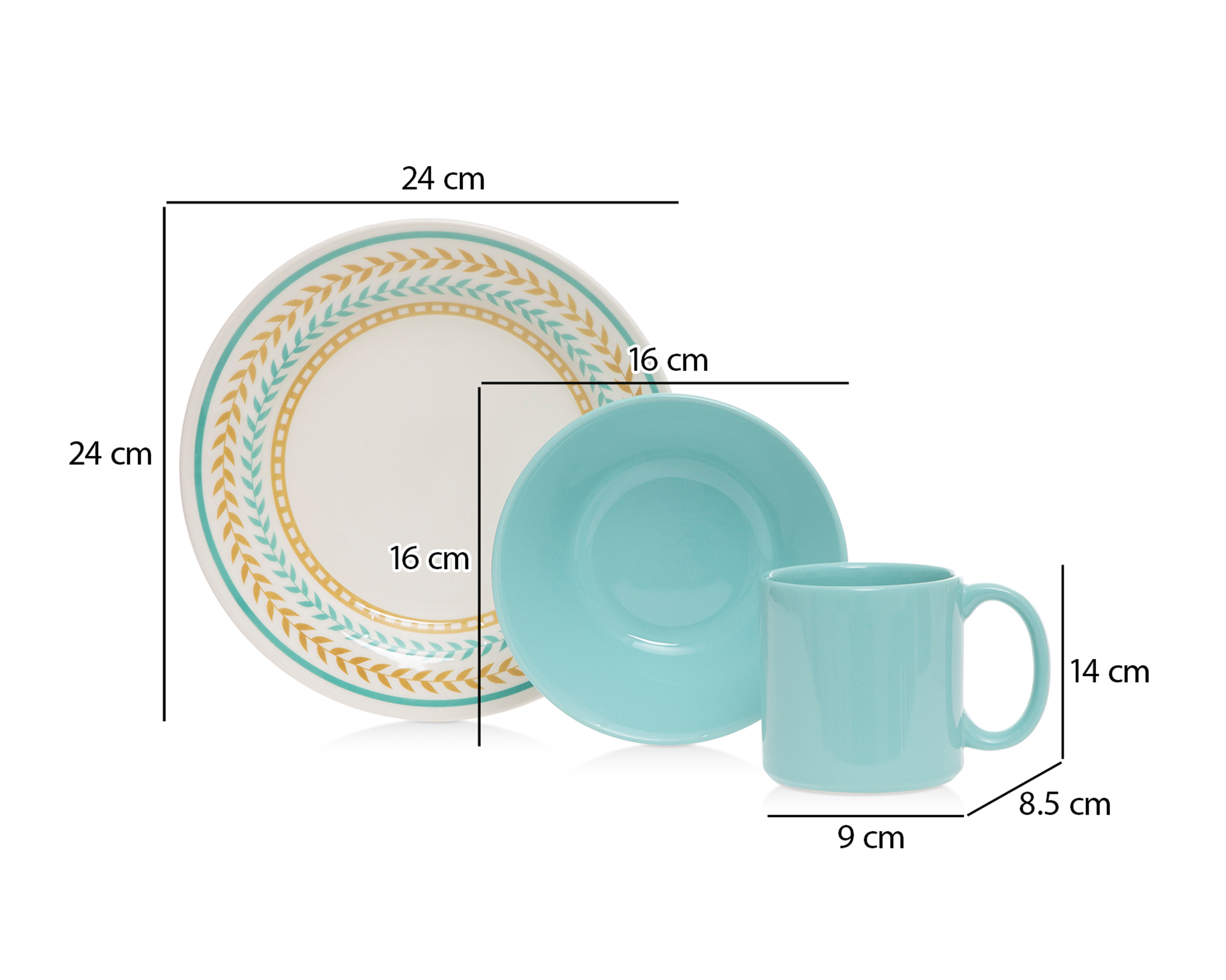 Foto 8 pulgar | Foto 7 | Vajilla de Cerámica Azul para 4 Personas