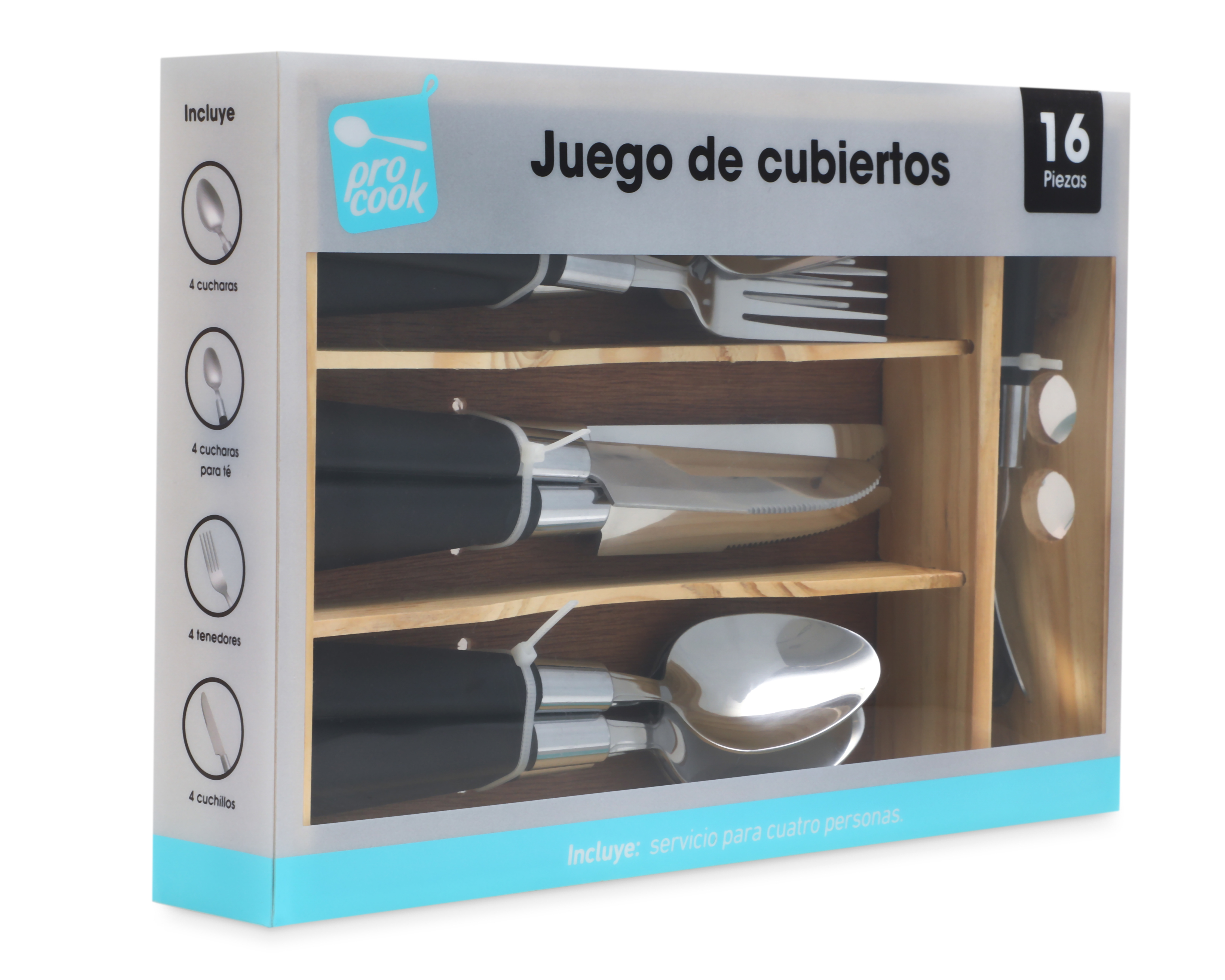 Foto 2 | Foto 2 | Juego de Cubiertos Procook de Acero Inoxidable 16 Piezas