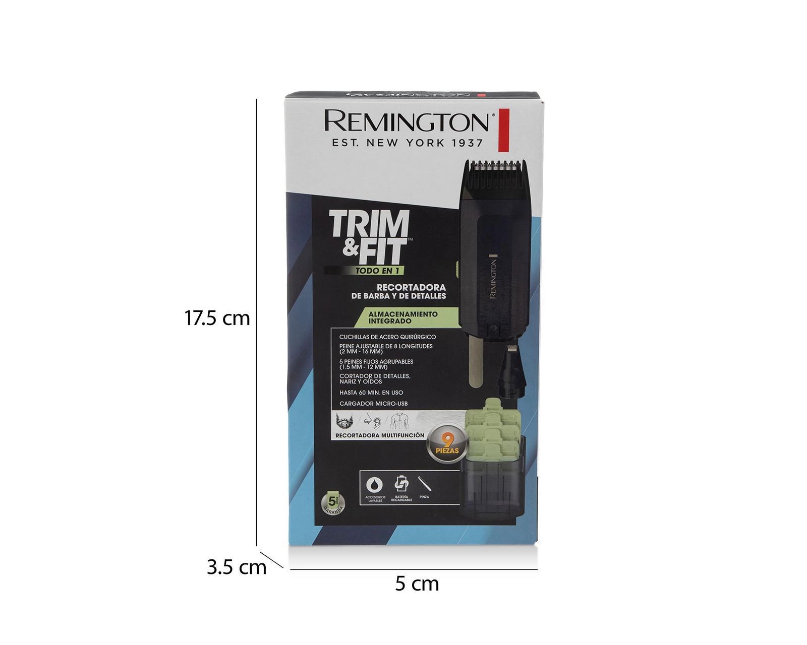 Foto 9 pulgar | Foto 8 | Recortadora de Barba y de Detalles Trim&Fit™ Kit todo en 1 Remington Almacenamiento Integrado RG033A-110F