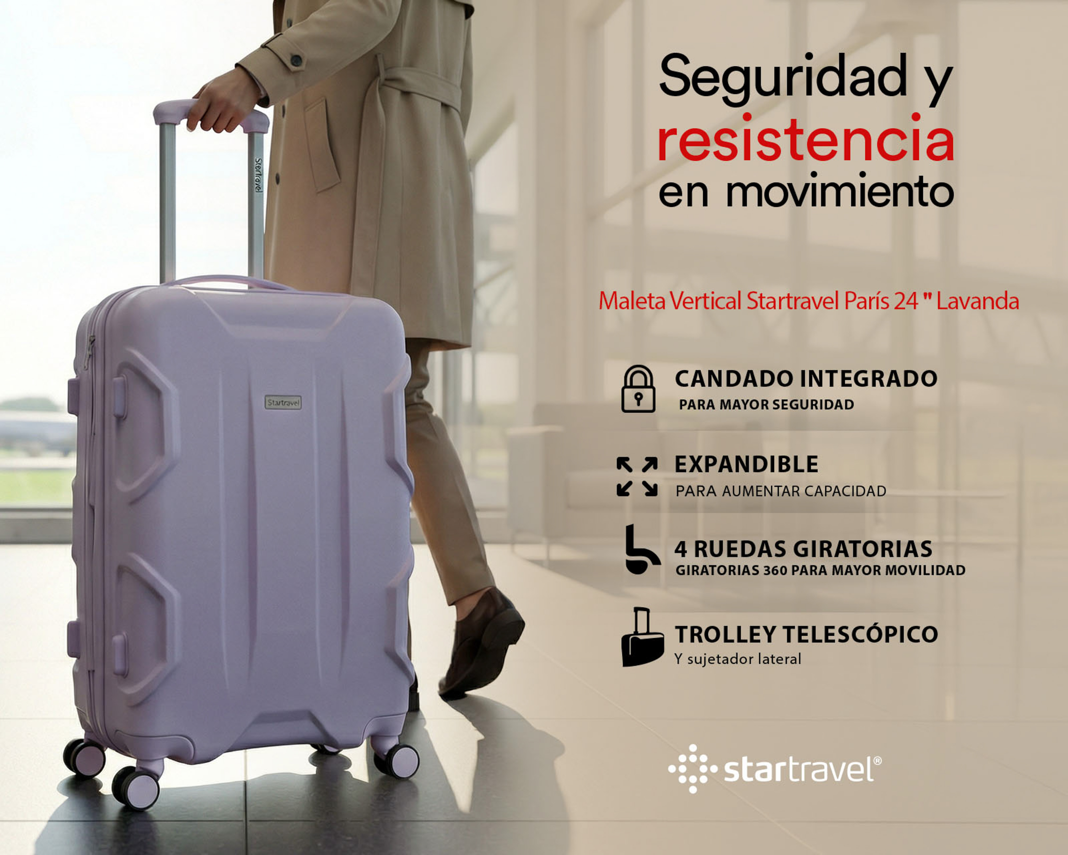 Foto 11 pulgar | Foto 10 | Maleta Vertical Startravel Paris 24 Pulgadas Lavanda