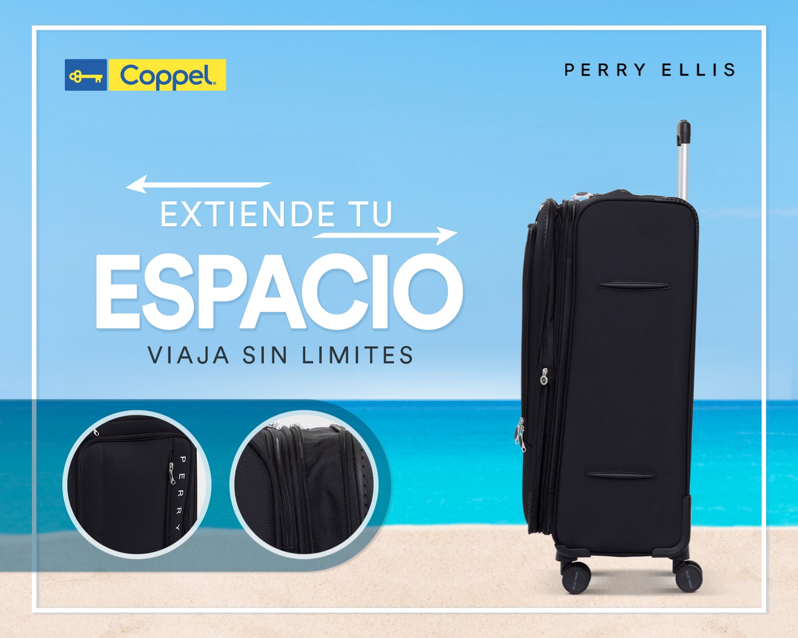 Maleta Vertical Perry Ellis 20 Pulgadas Negra