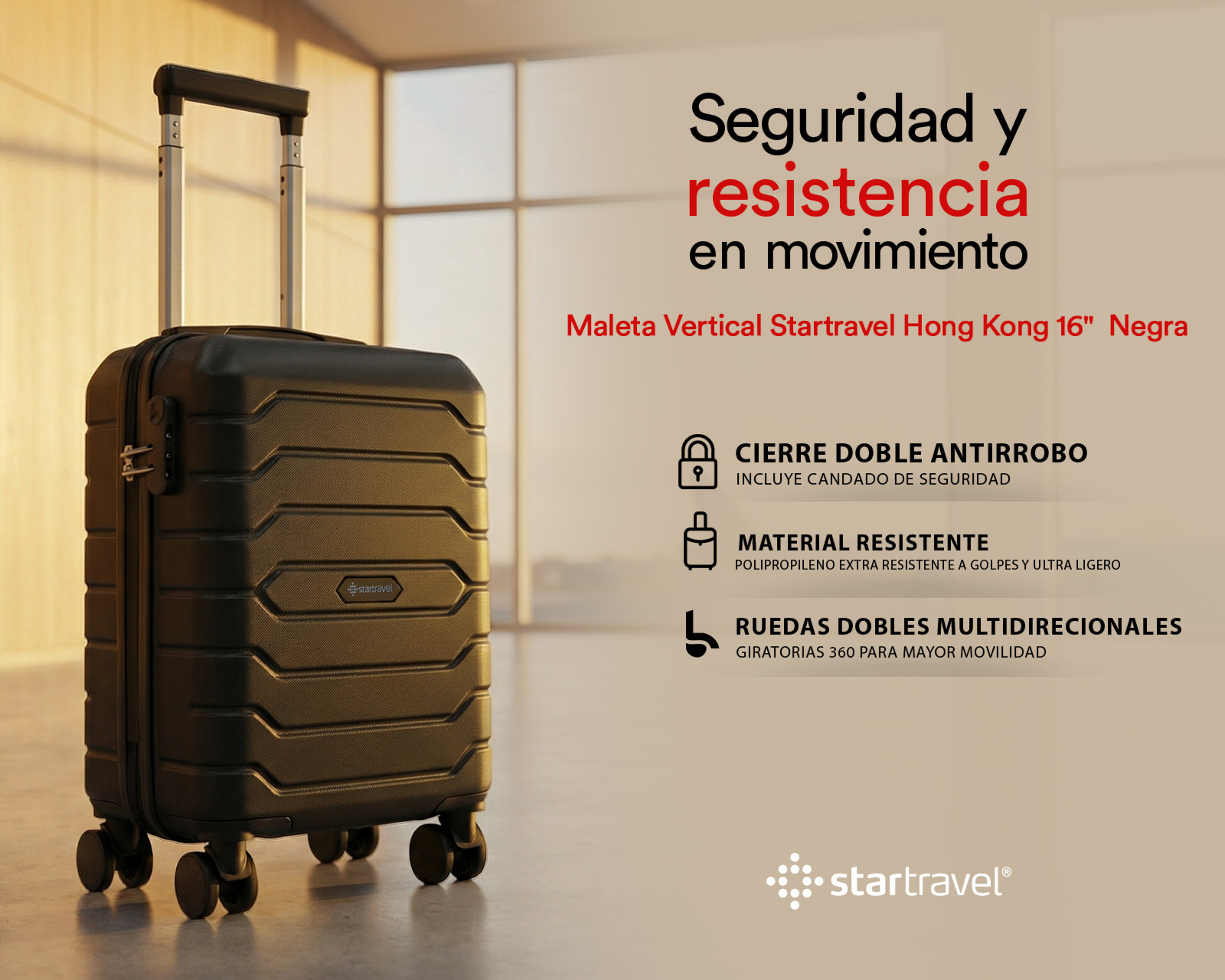 Foto 9 | Foto 9 | Maleta Vertical Startravel Hong Kong 16 Pulgadas Negra