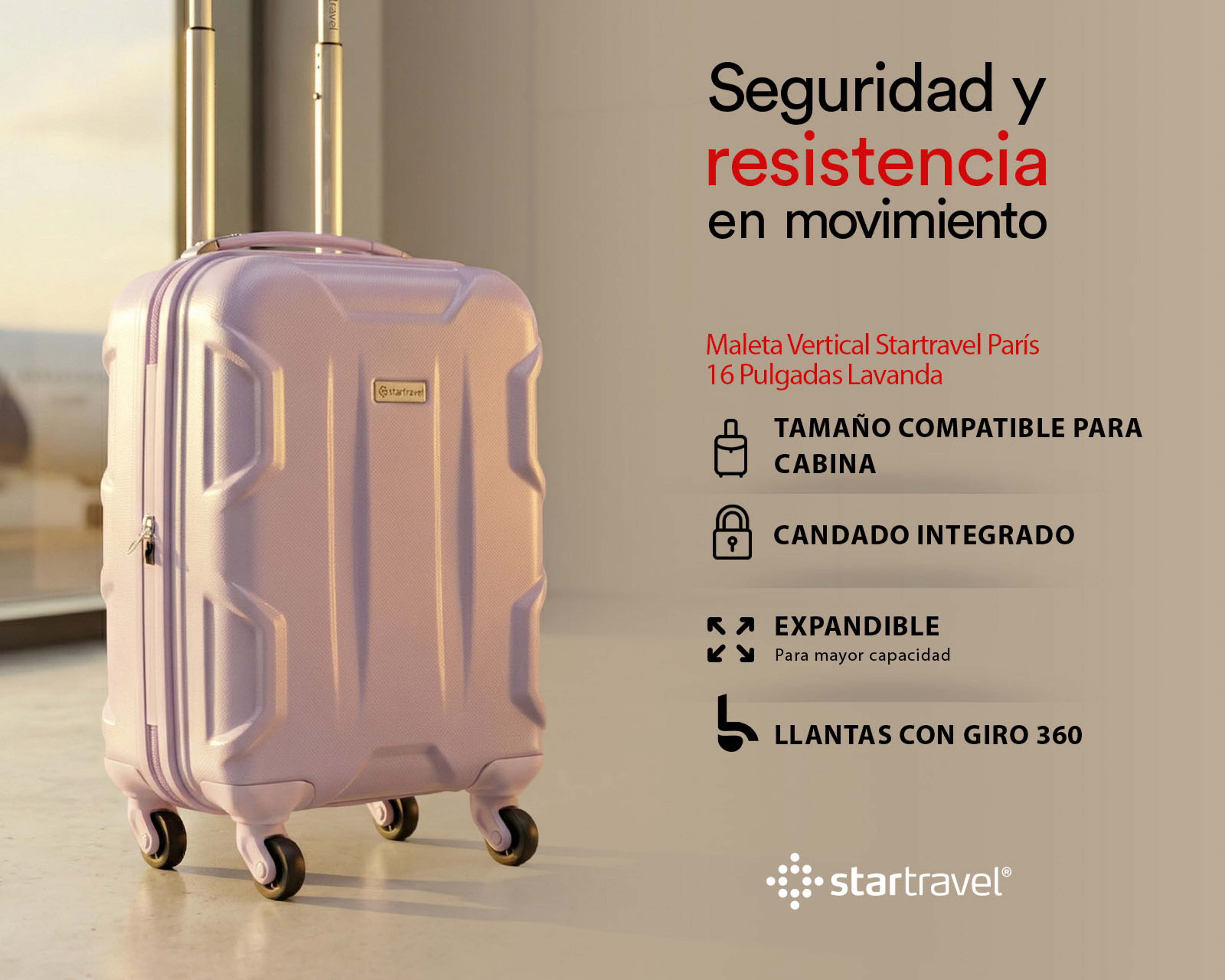 Foto 10 pulgar | Foto 9 | Maleta Vertical Startravel Paris 16 Pulgadas Lavanda