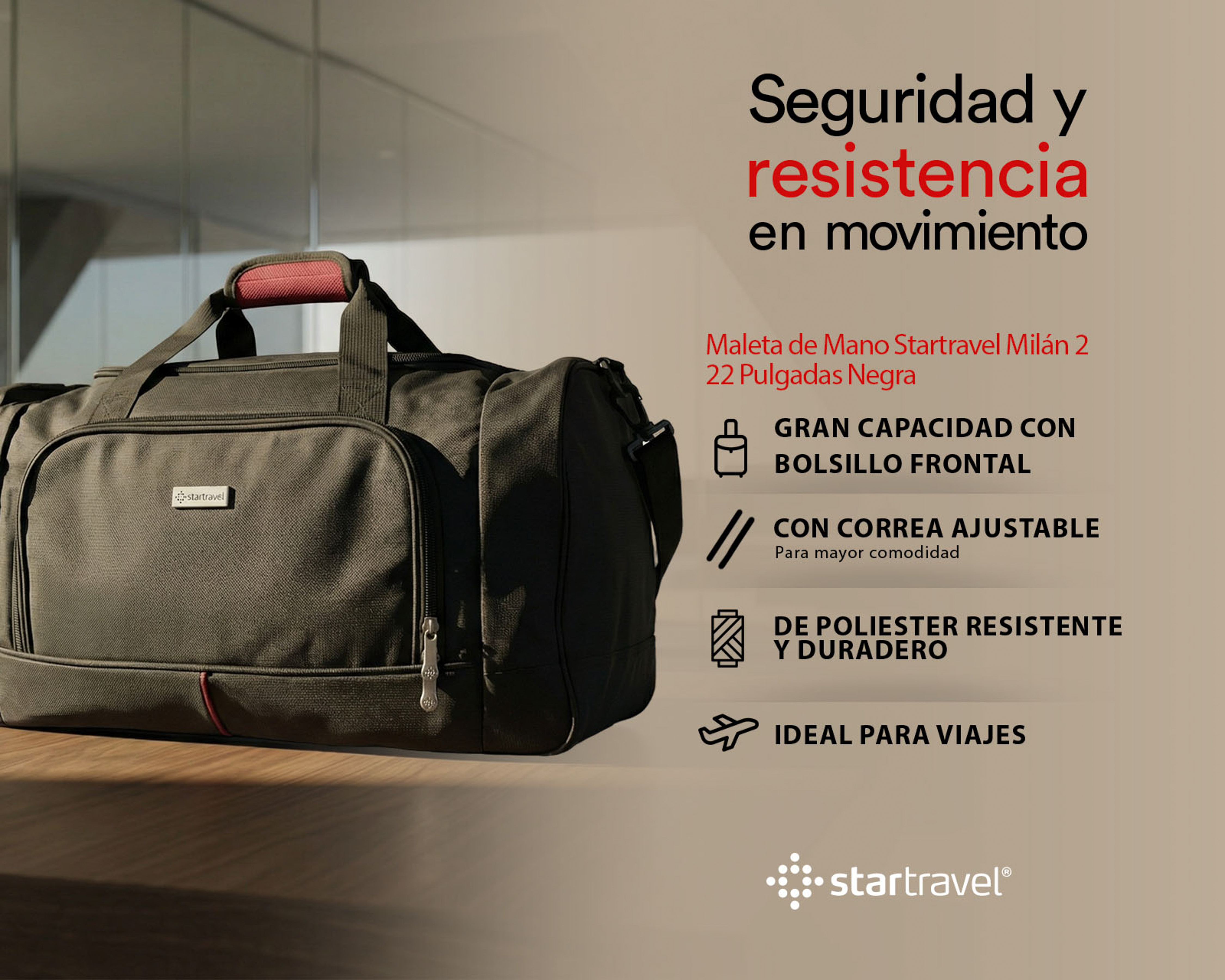 Foto 8 | Foto 8 | Maleta de Mano Startravel Milán 2 22 Pulgadas Negra