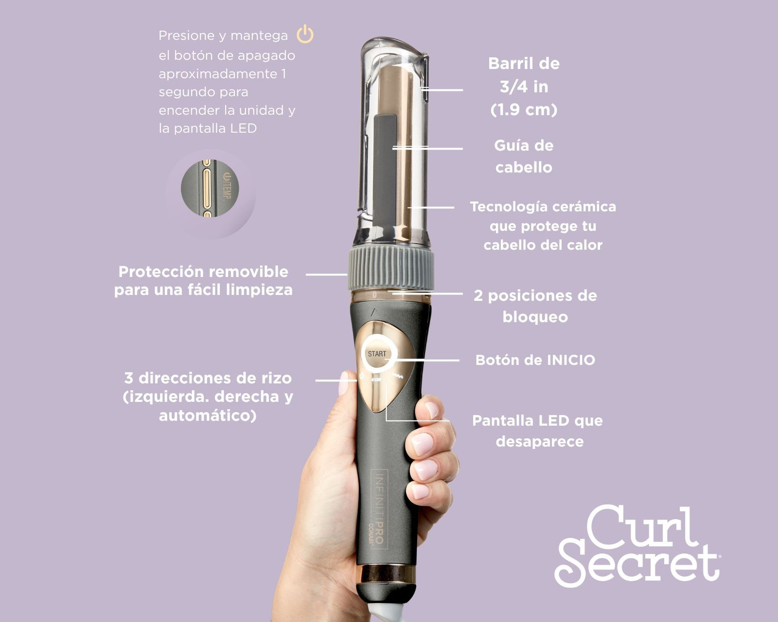 Foto 8 pulgar | Foto 7 | Rizador de Cabello Conair Curl Secret con Tecnología Cerámica