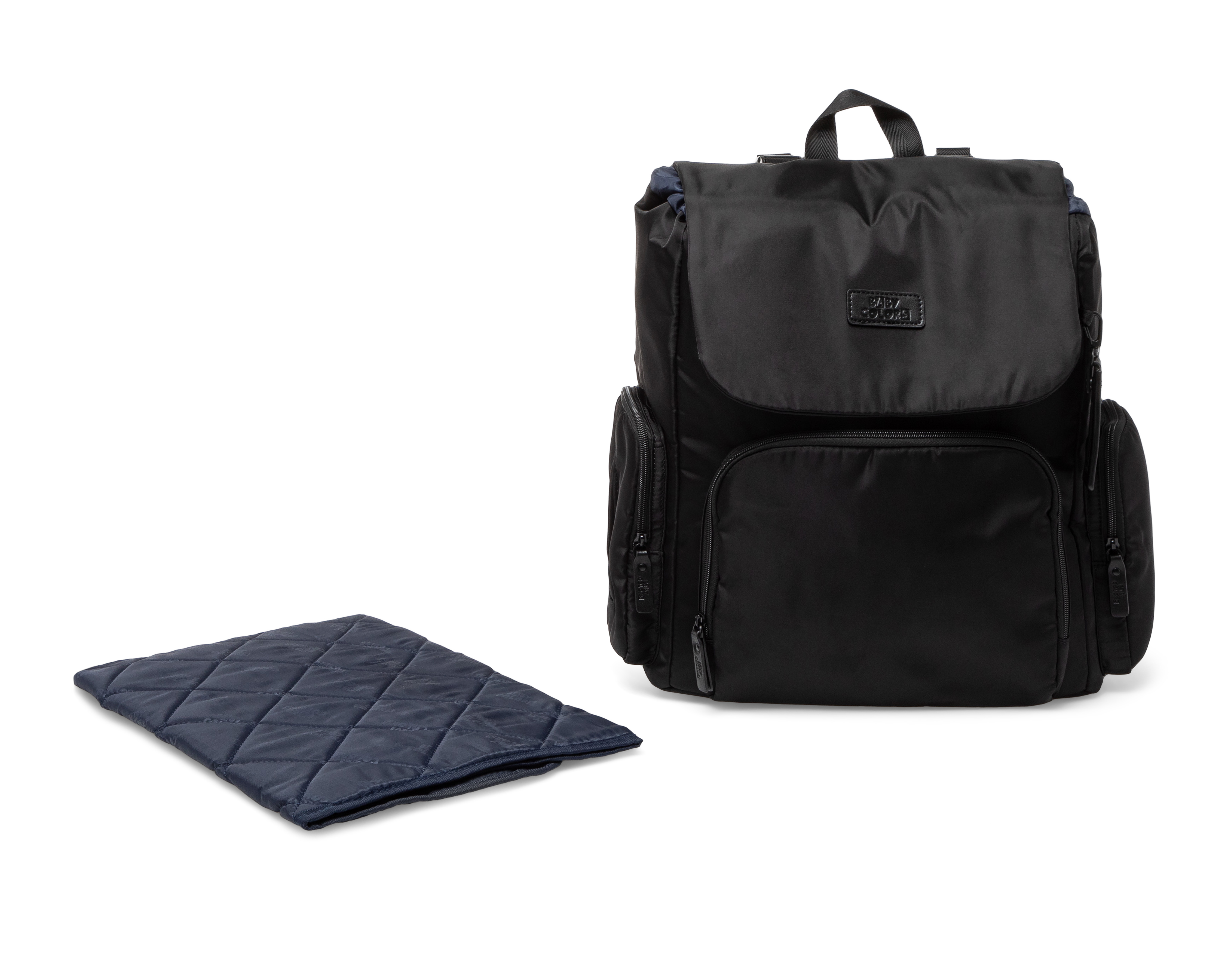 Mochila Pañalera Baby Colors Moon Negra con Cambiador Portatil para Bebe