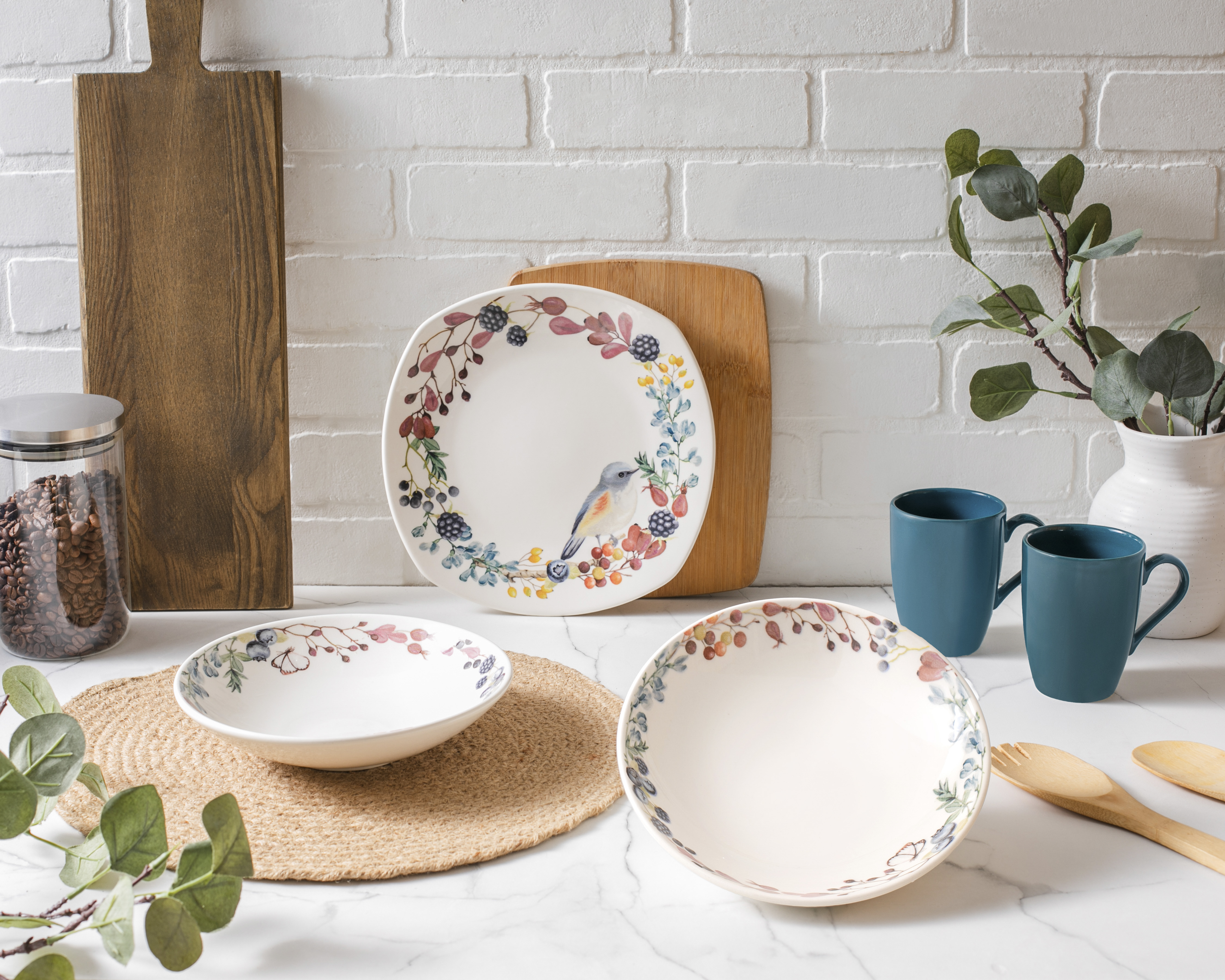 Vajilla de Cerámica Multicolor Corona para 4 Personas 12 Piezas