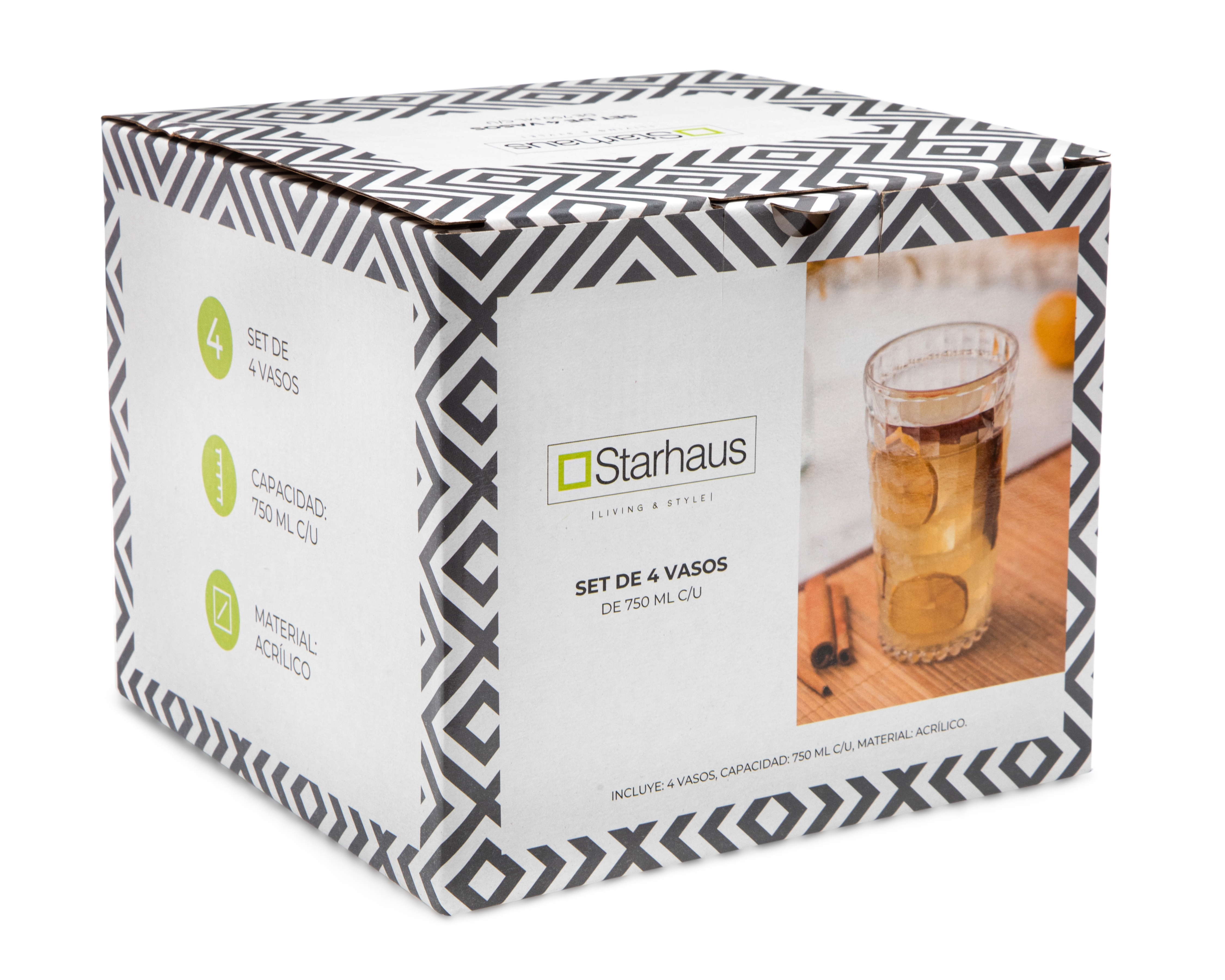 Foto 2 | Foto 2 | Vaso de Acrílico Starhaus 750 ml 4 Piezas