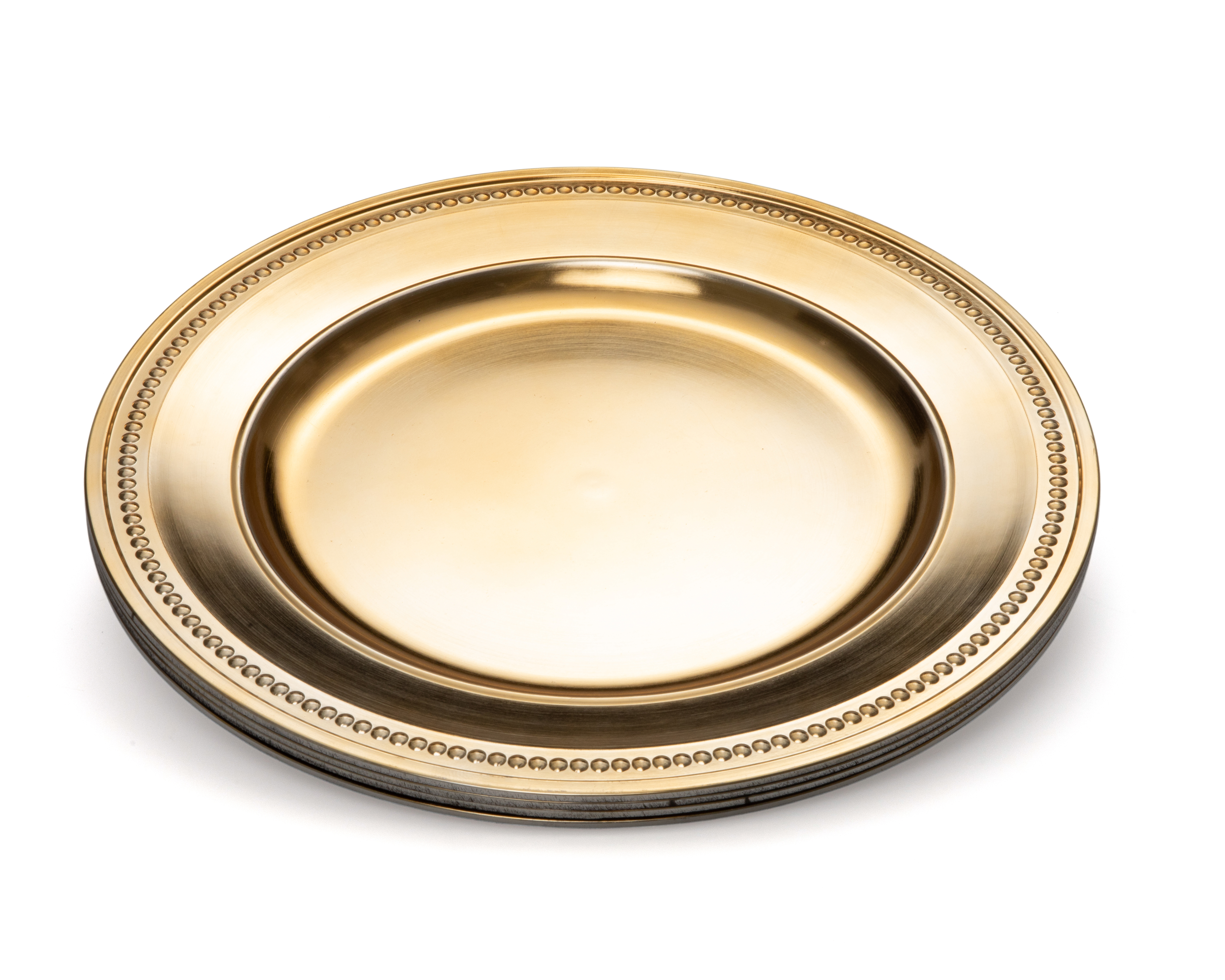 Plato Plano de Plástico Dorado 4 Piezas