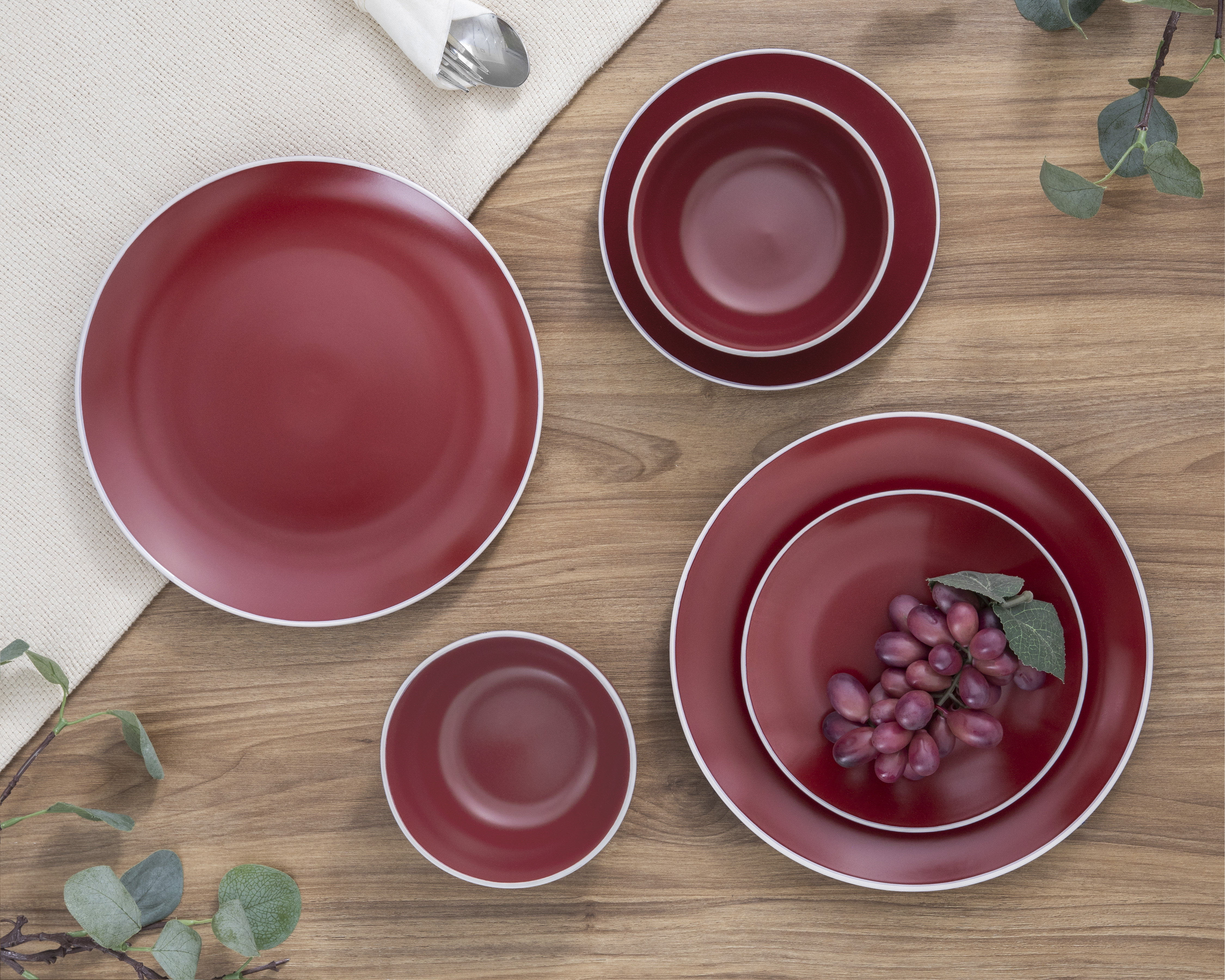 Foto 1 | Foto 1 | Vajilla de Cerámica Roja Crown Baccara para 4 Personas 12 Piezas