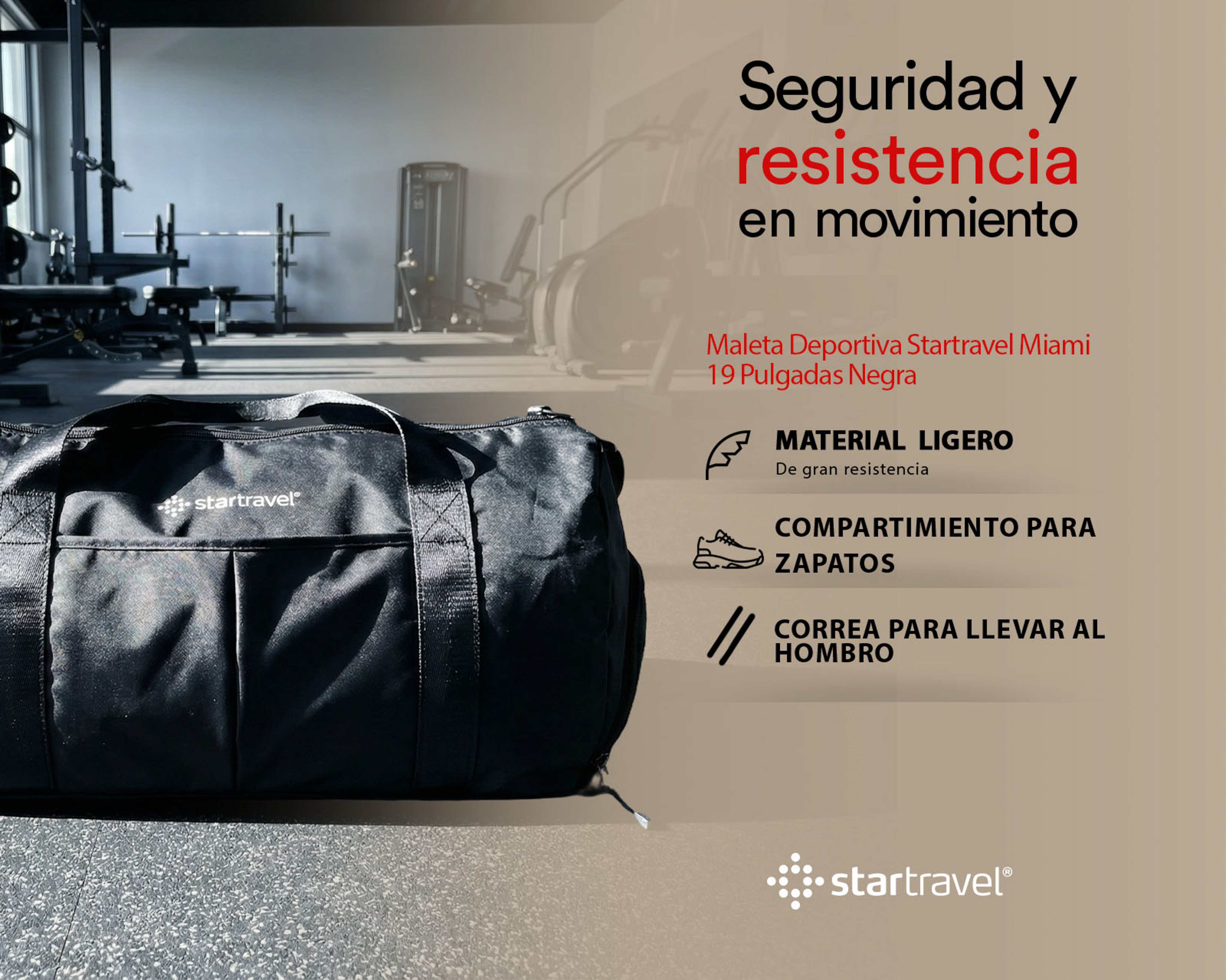 Foto 7 | Foto 7 | Maleta Deportiva Startravel Miami 19 Pulgadas Negra