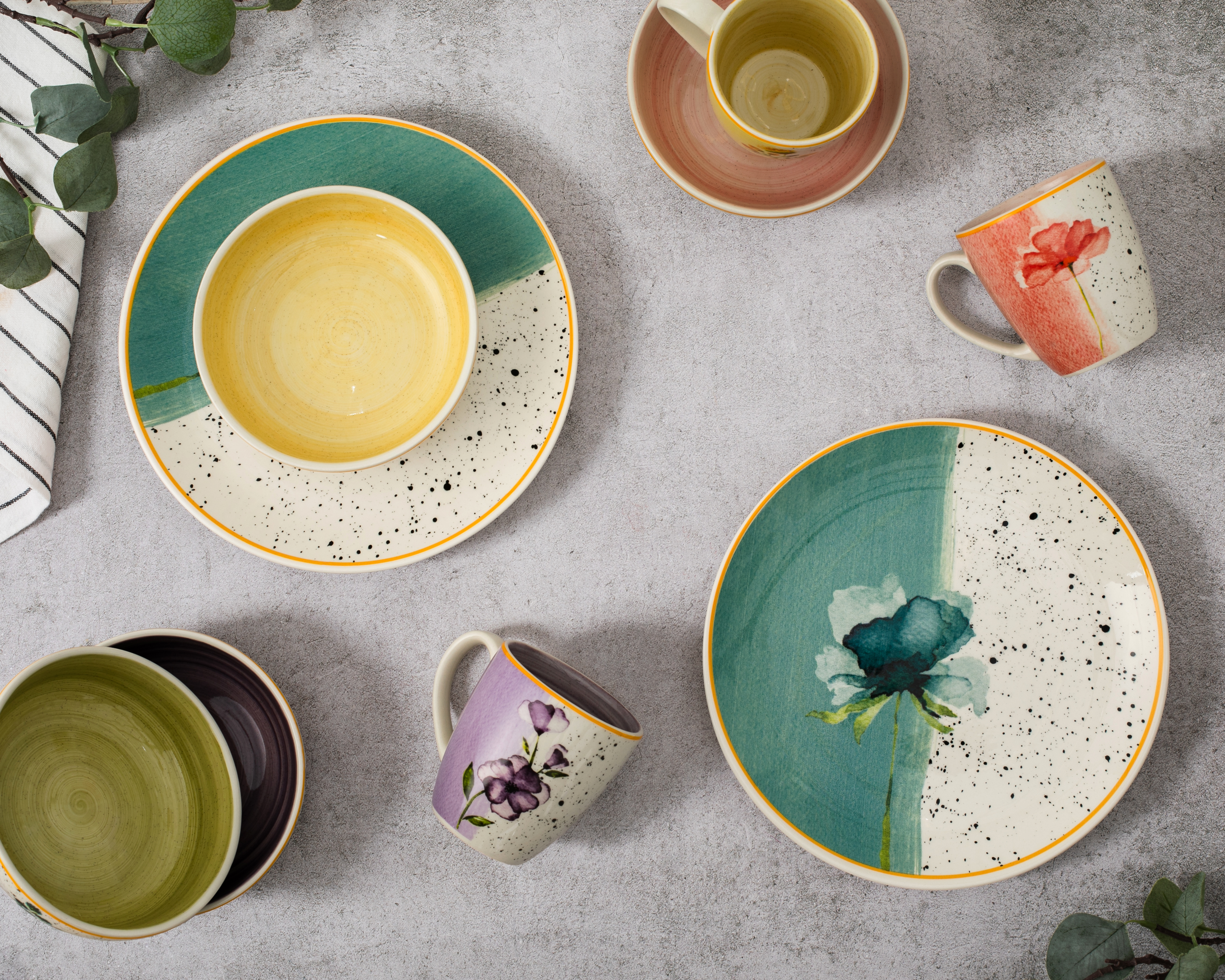 Foto 2 pulgar | Foto 1 | Vajilla de Cerámica Multicolor para 4 Personas 12 Piezas