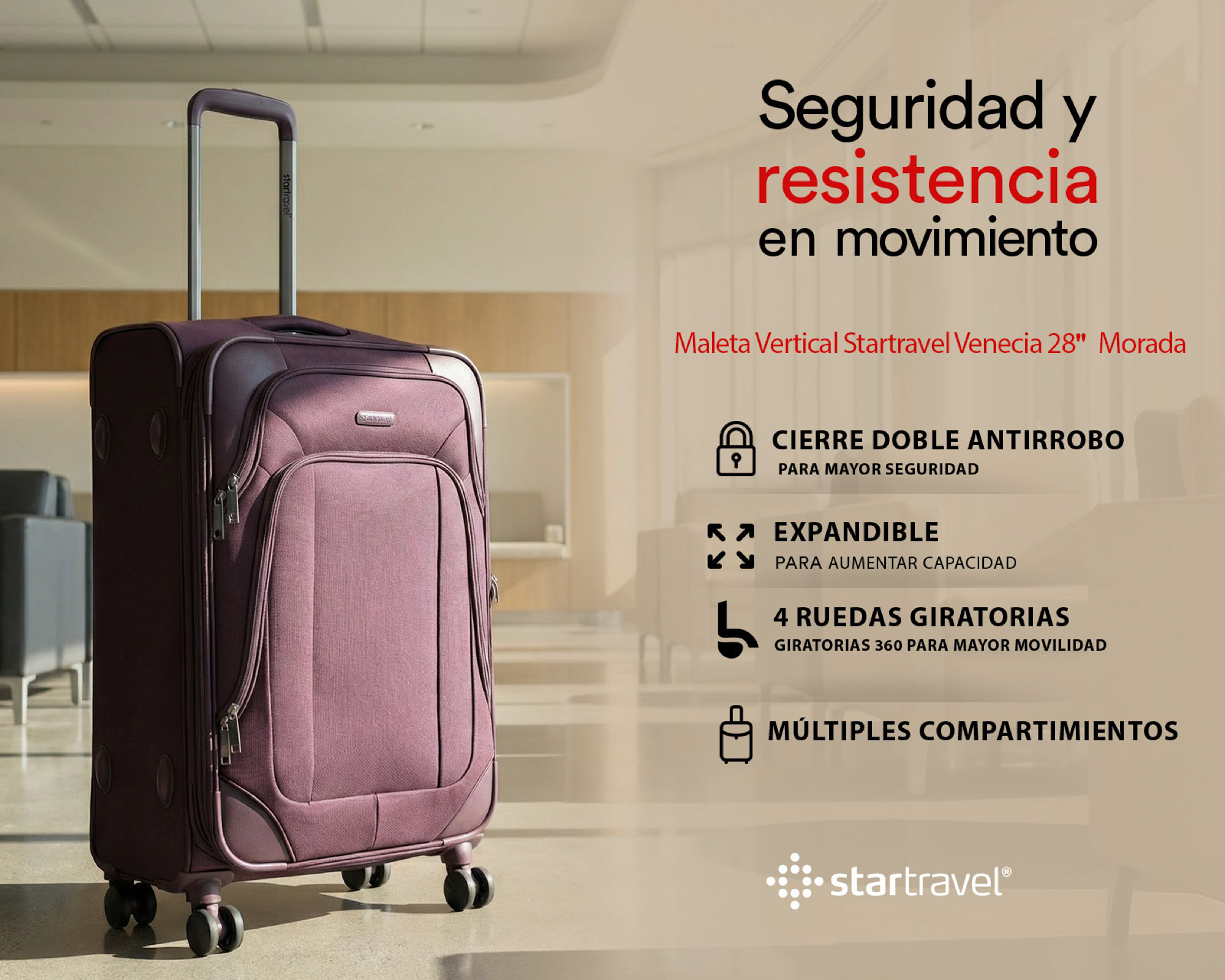 Foto 9 | Foto 9 | Maleta Vertical Startravel Venecia 28 Pulgadas Morada