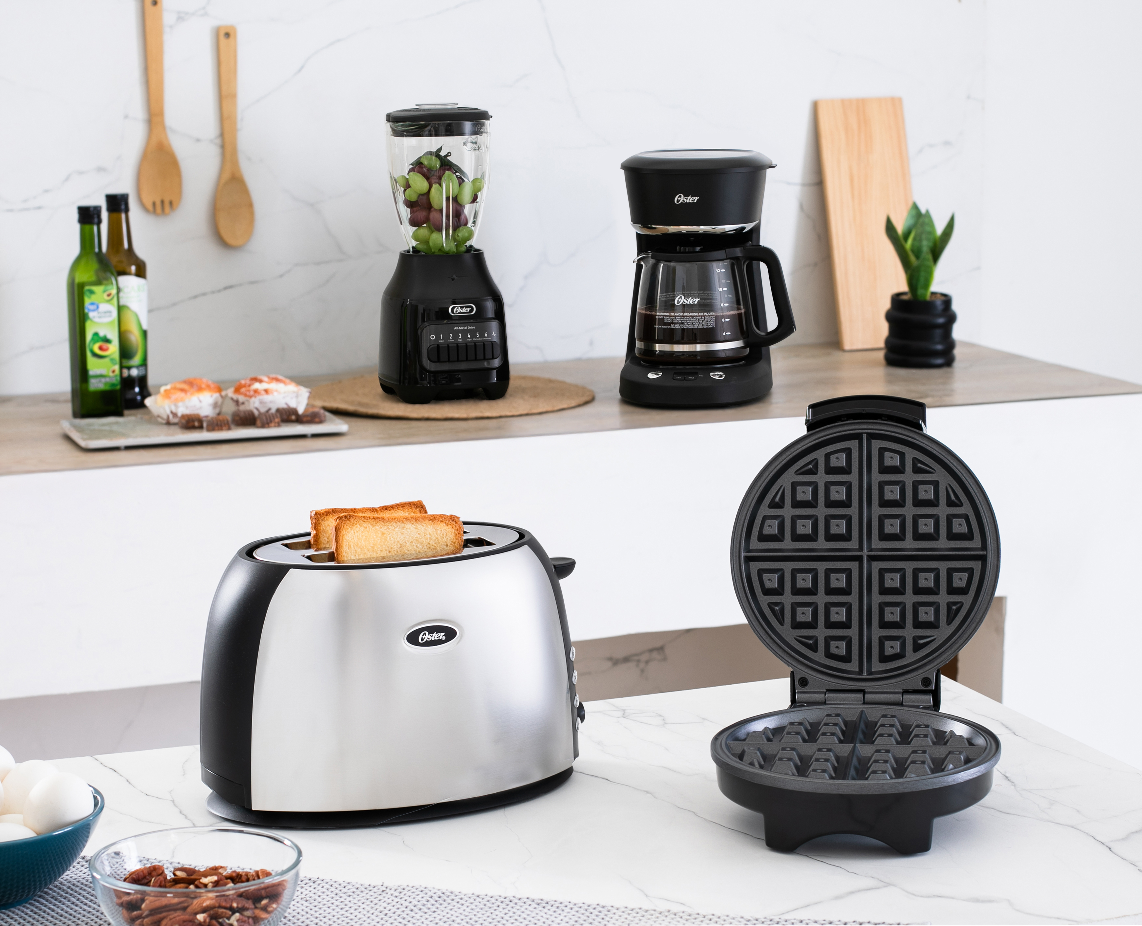 Combo Oster Licuadora, Tostadora, Cafetera y Wafflera
