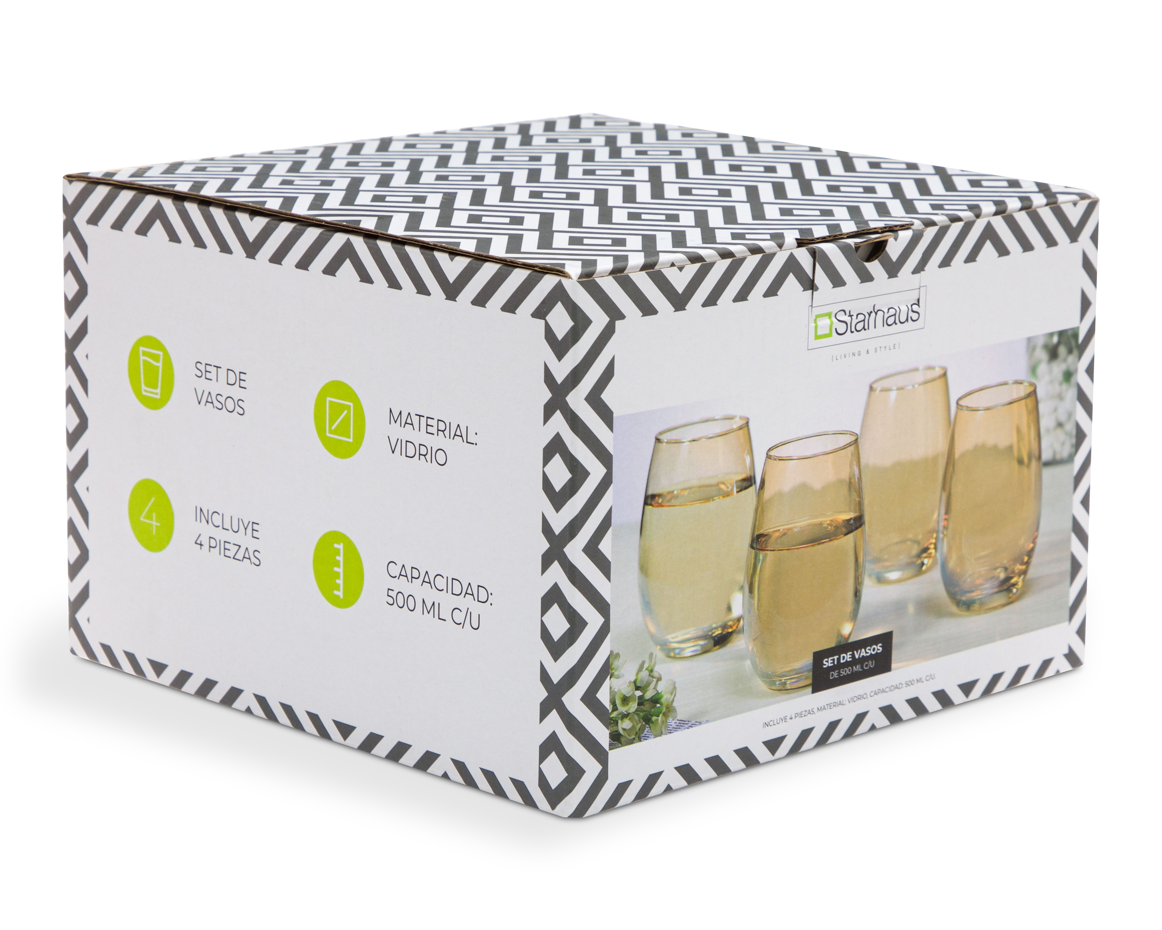 Foto 2 | Foto 2 | Juego de Vasos de Vidrio Starhaus 4 Piezas