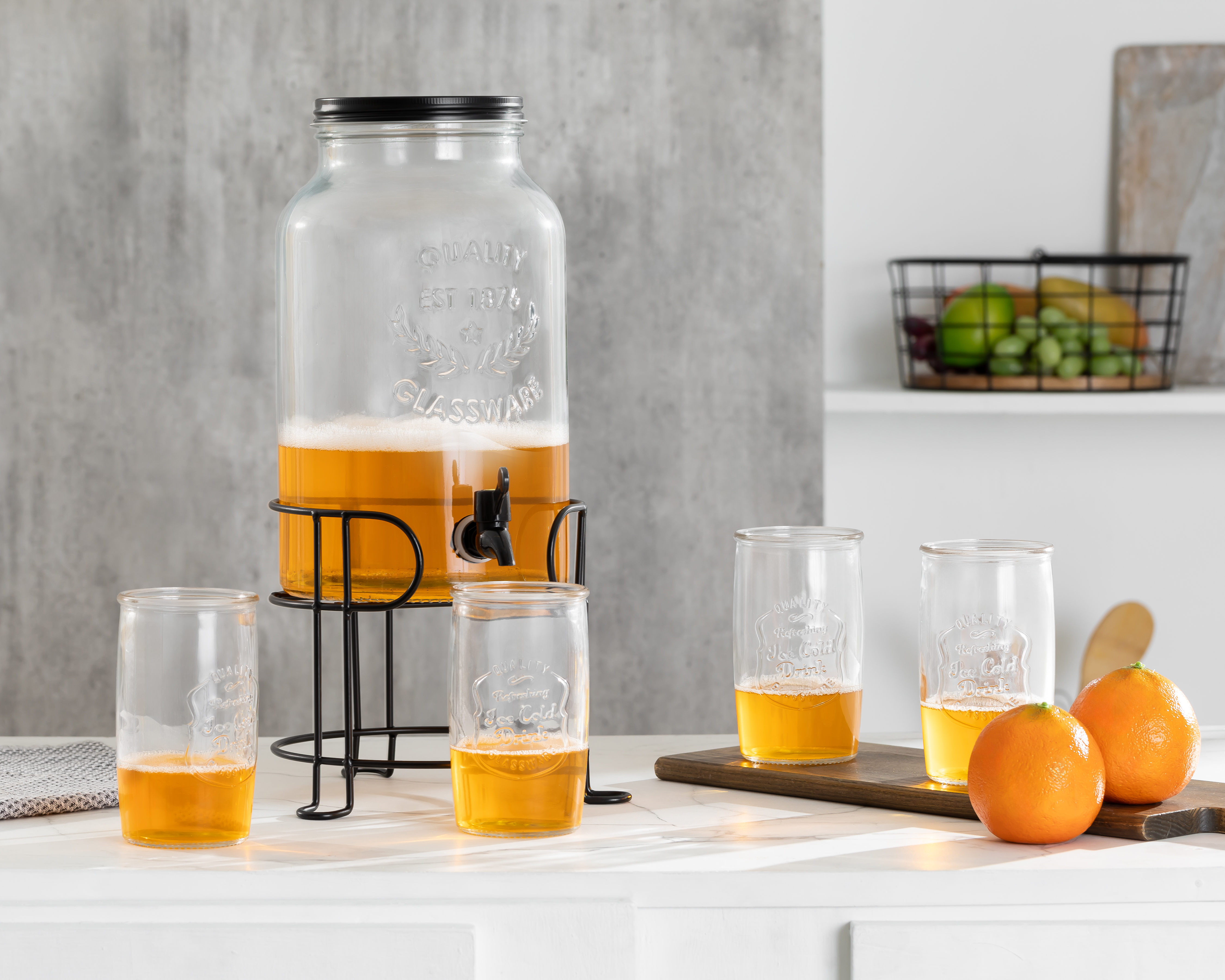 Dispensador de Vidrio Starhaus con Juego de Vasos