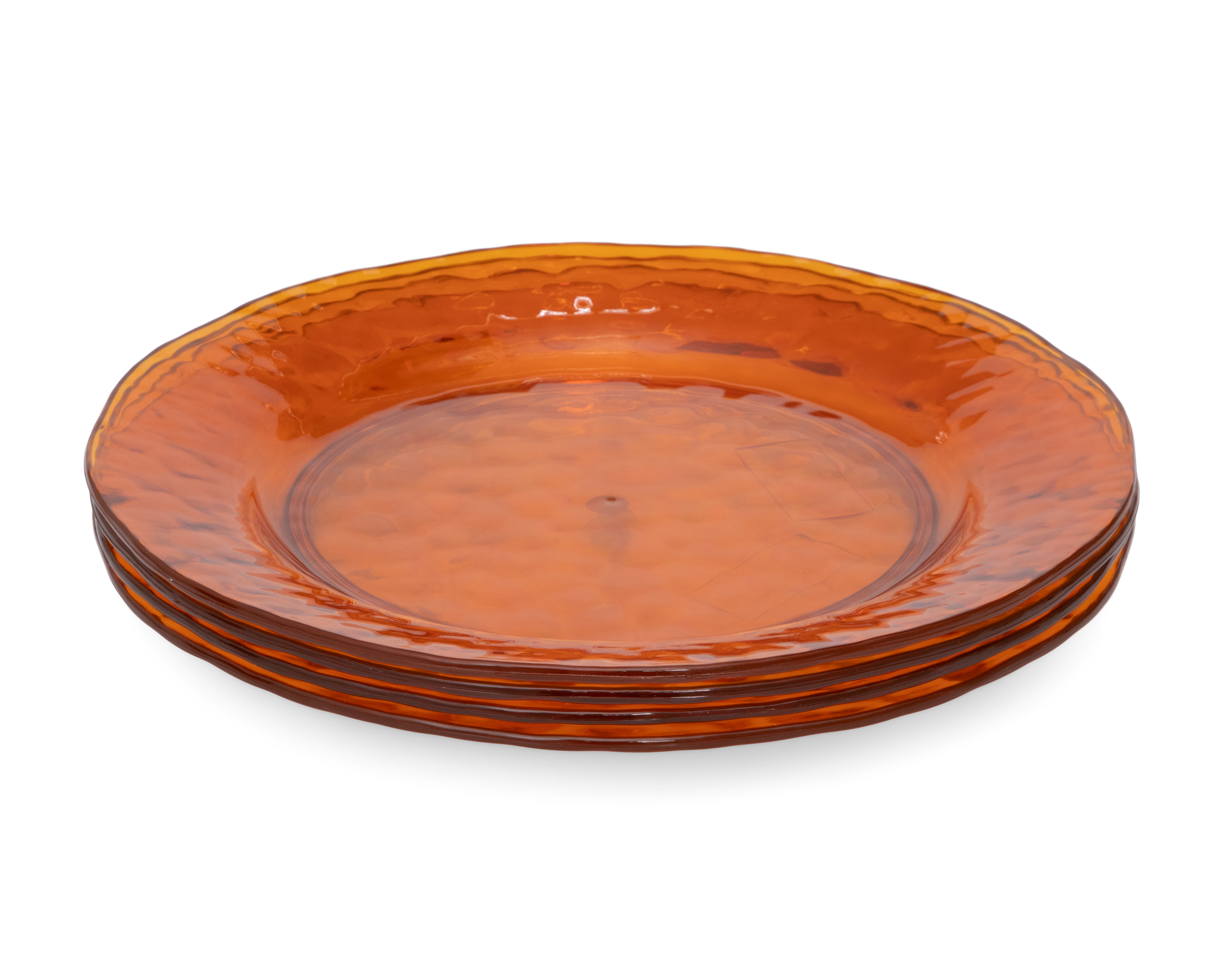 Plato Plano de Plástico Anaranjado 4 Piezas