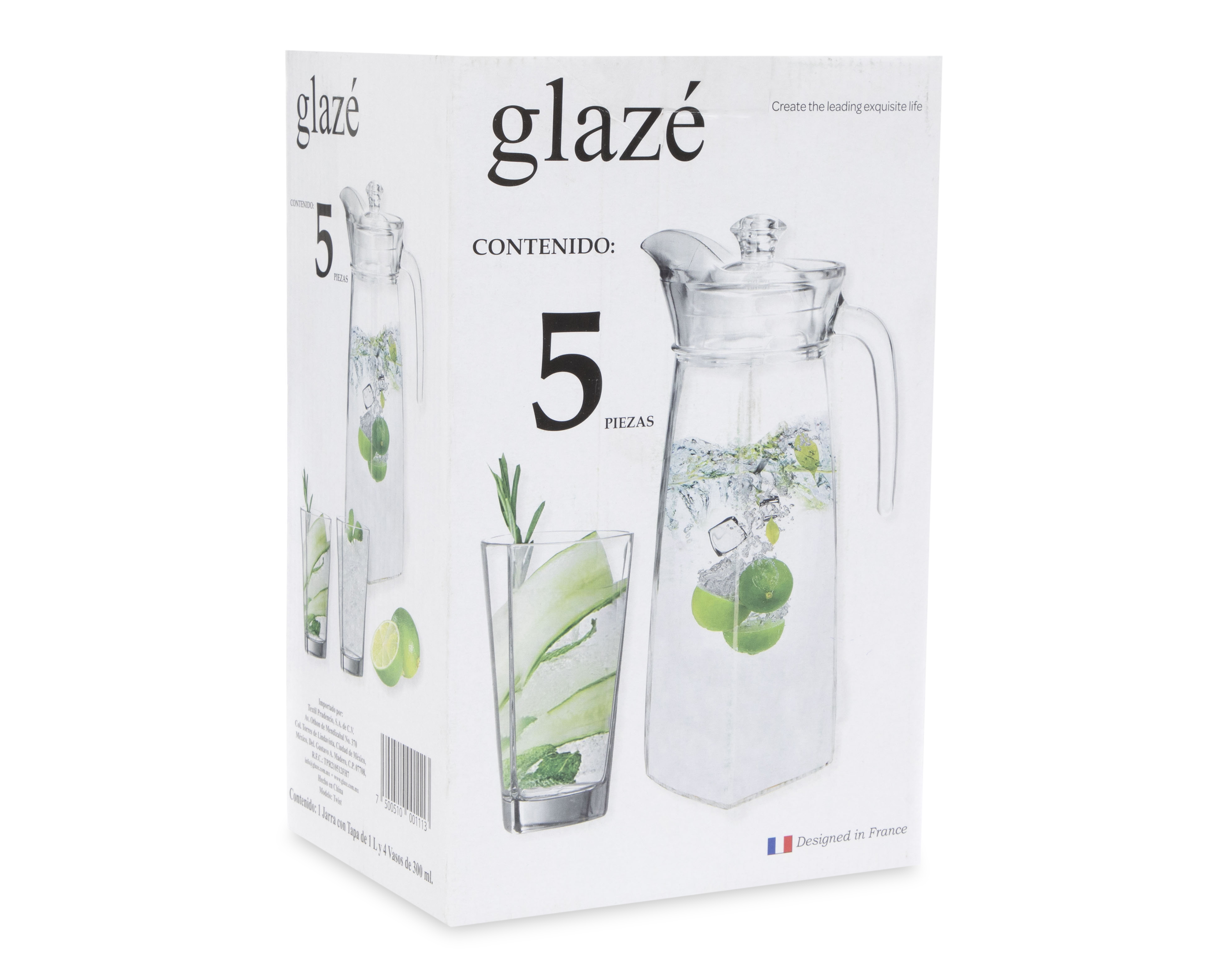 Foto 2 | Foto 2 | Juego de Jarra y Vasos de Vidrio Glazé 5 Piezas