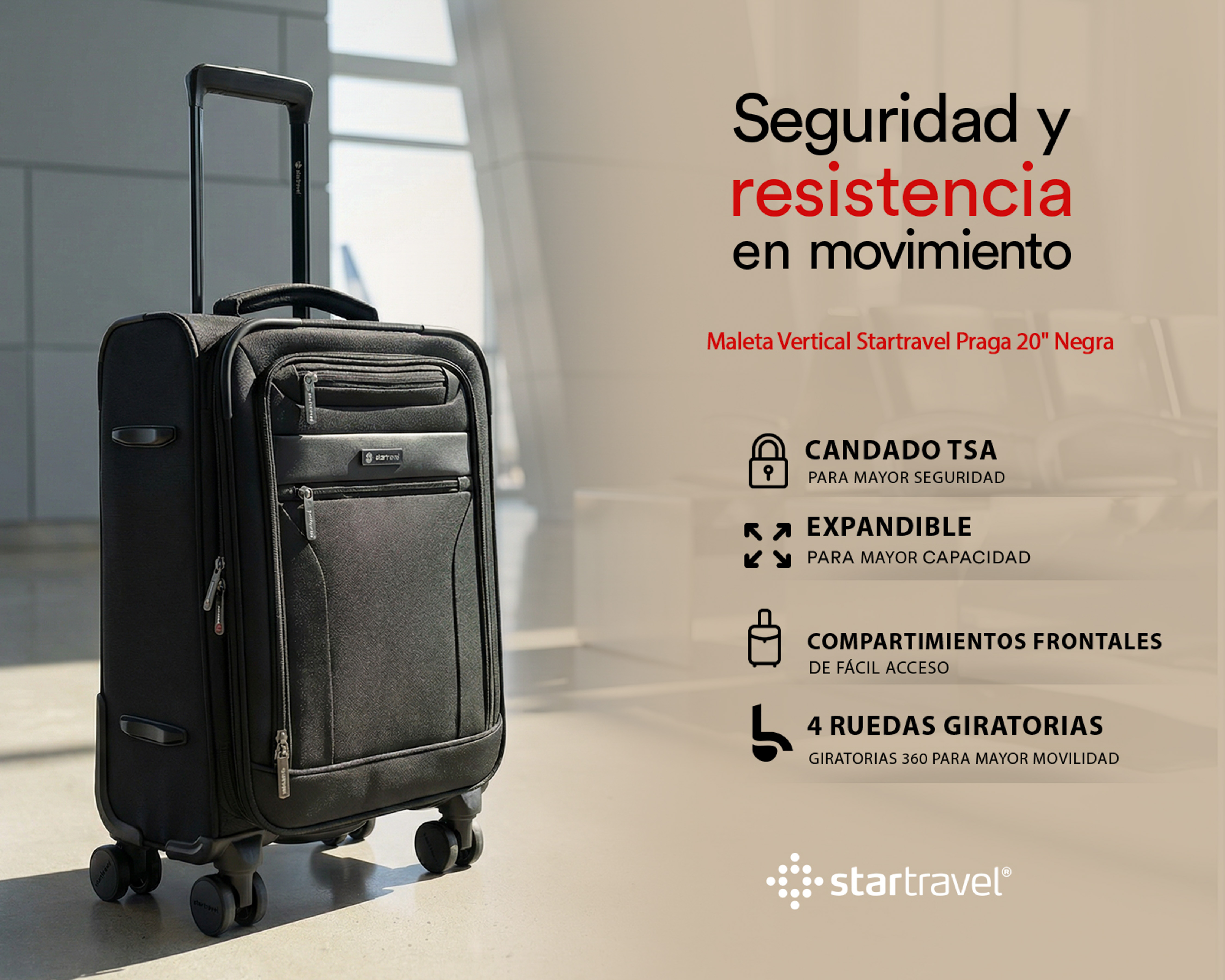 Foto 9 | Foto 9 | Maleta con Ruedas Startravel Praga 20 Pulgadas Negra