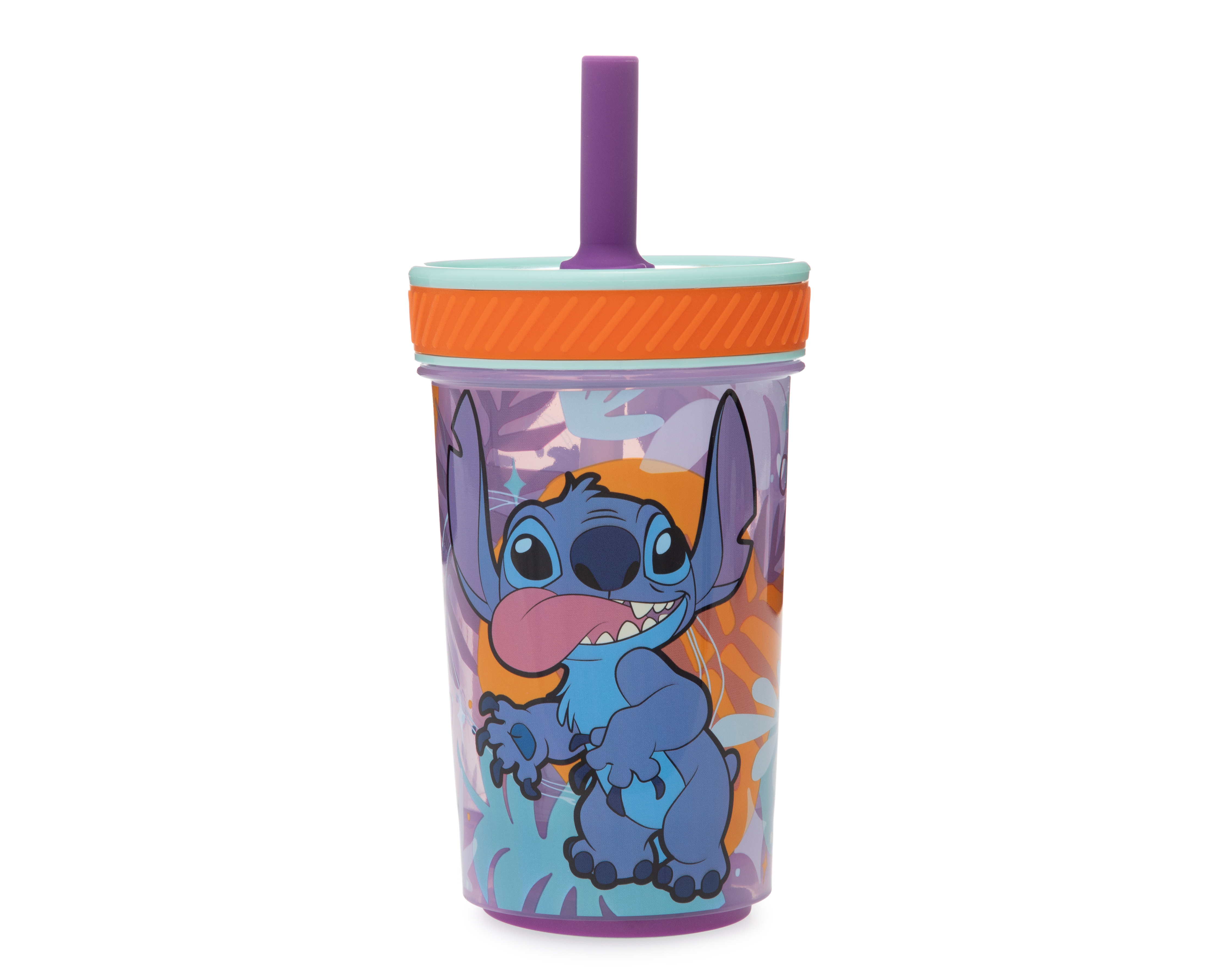 Vaso con Popote de Plástico Stitch 370 ml