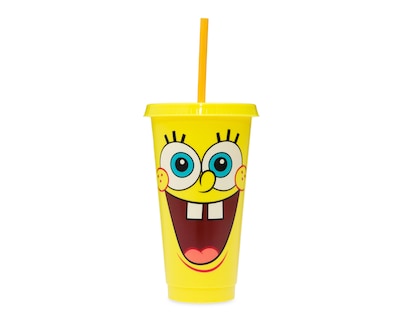Foto 1 | Foto 1 | Vaso con Popote de Plástico Bob Esponja 680 ml