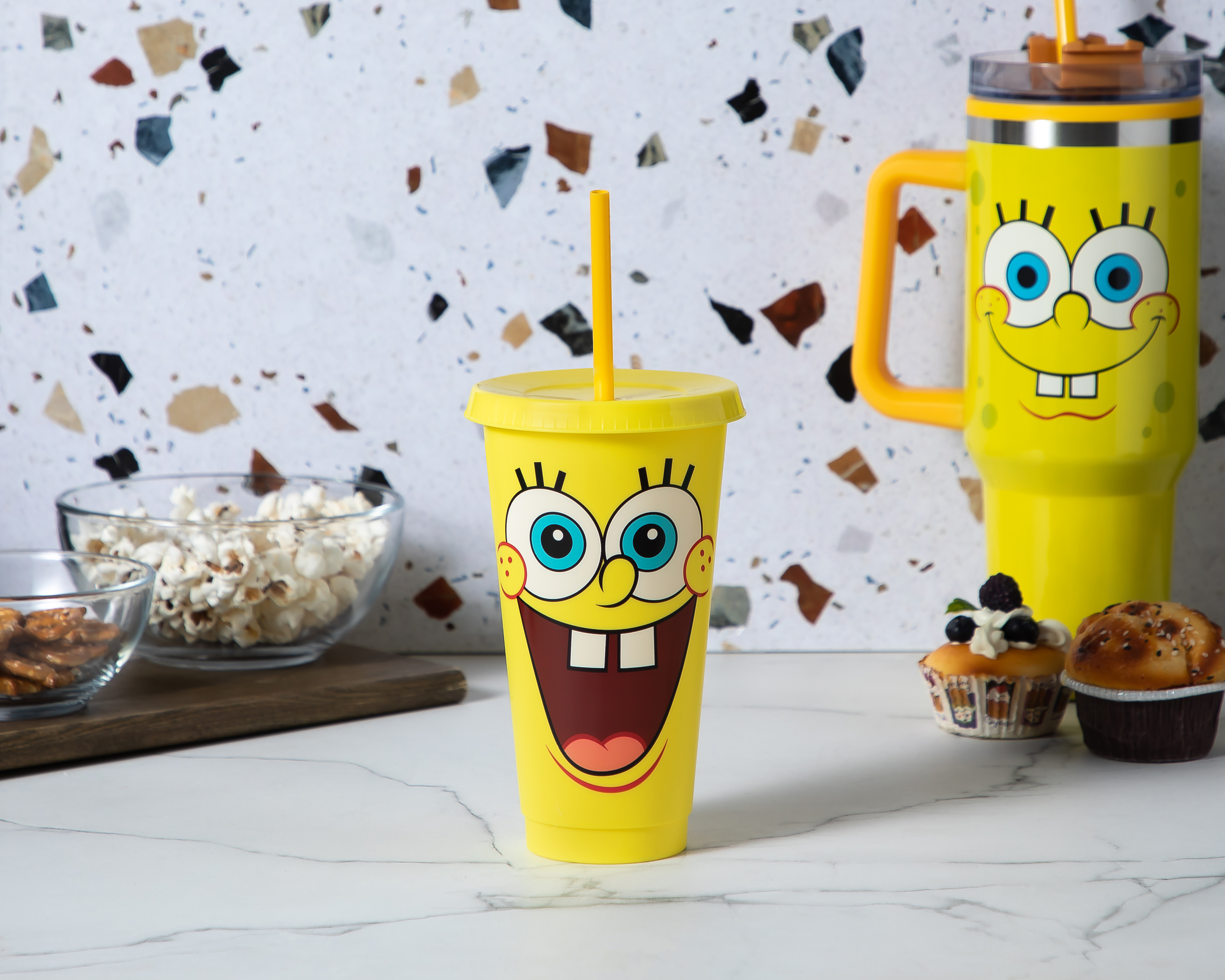 Foto 5 | Foto 5 | Vaso con Popote de Plástico Bob Esponja 680 ml