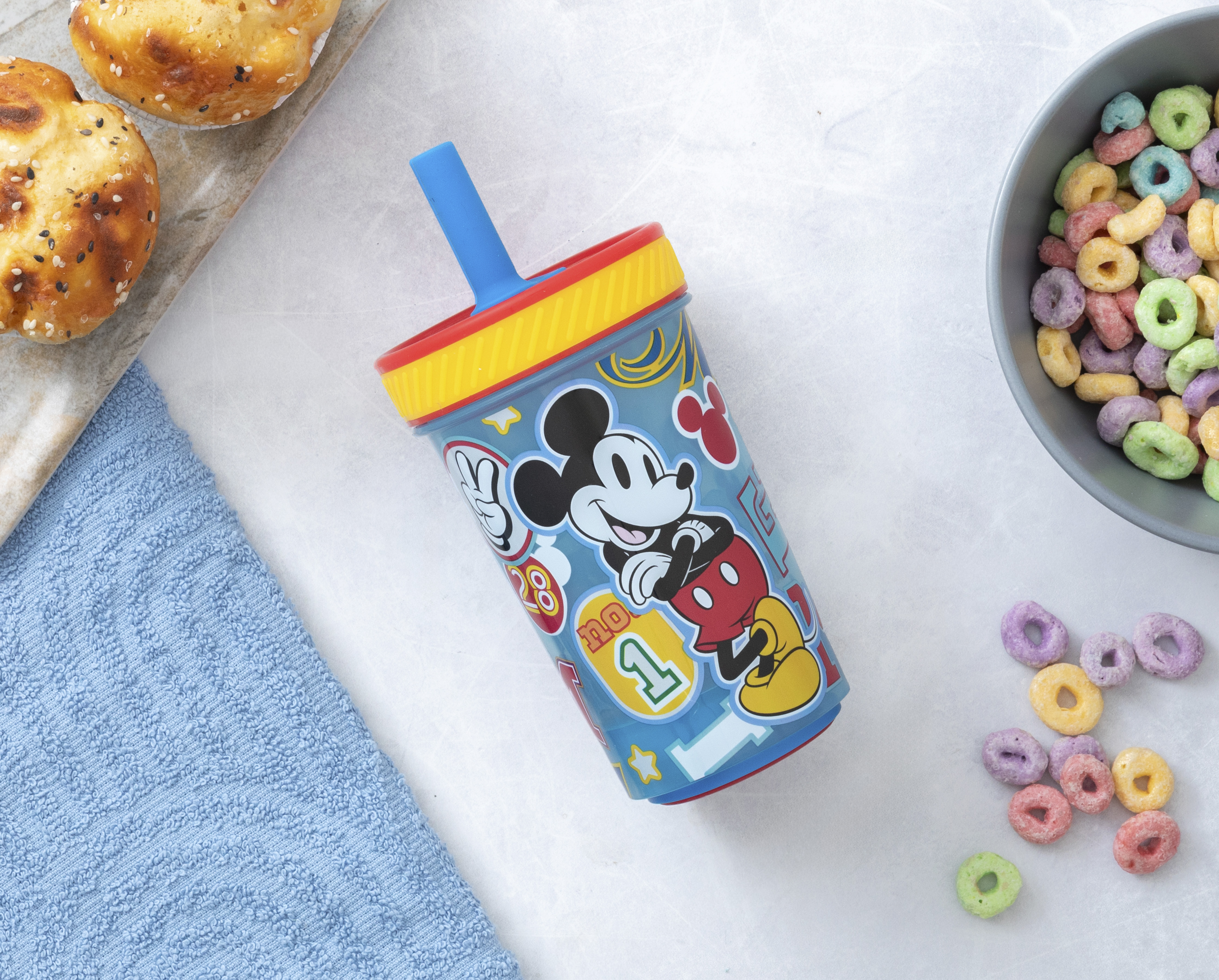 Foto 5 | Foto 5 | Vaso con Popote de Plástico Disney Mickey Mouse 370 ml