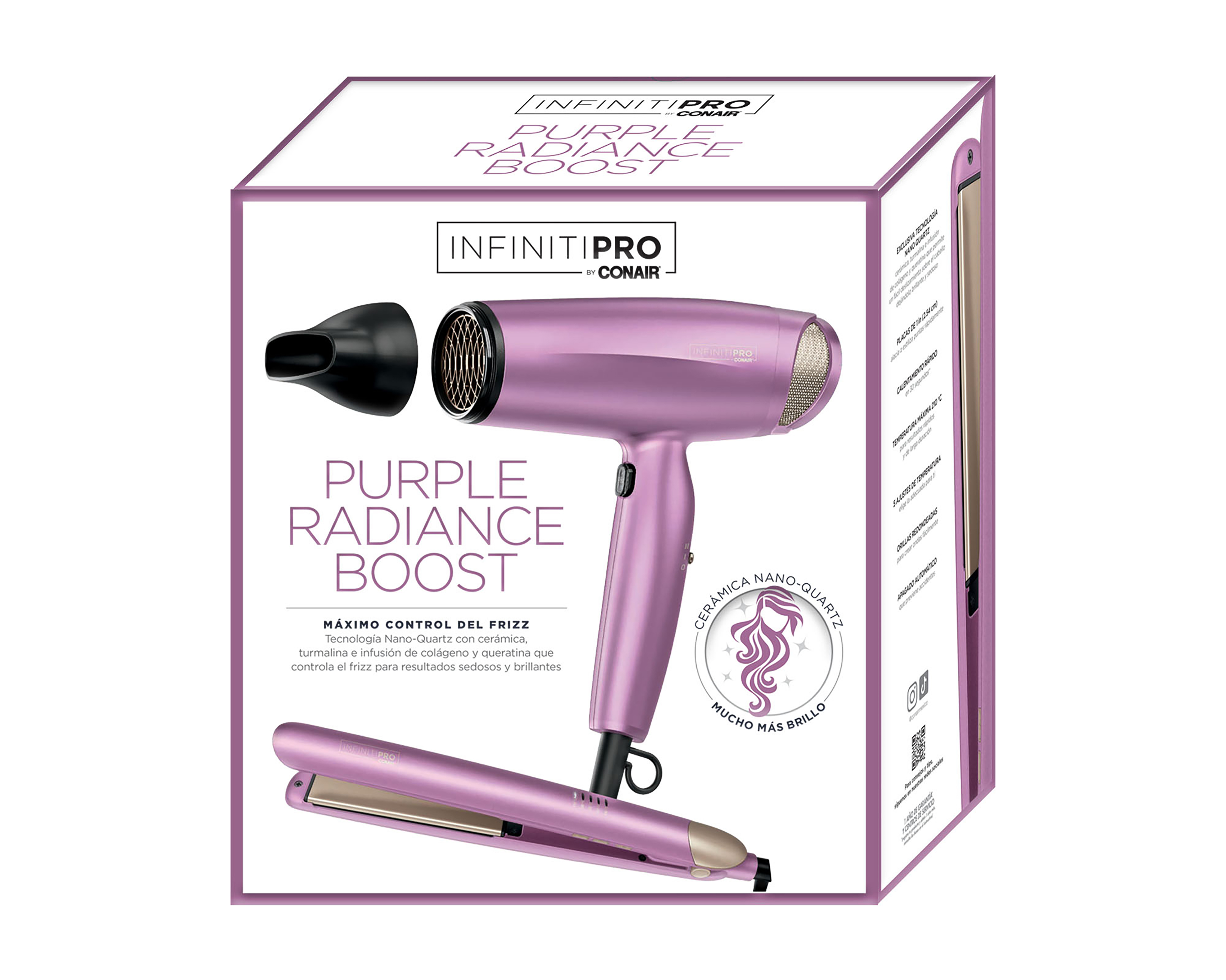 Foto 7 pulgar | Foto 6 | Combo de Alaciadora y Secadora Conair Purple Radiance con Tecnología de Cerámica