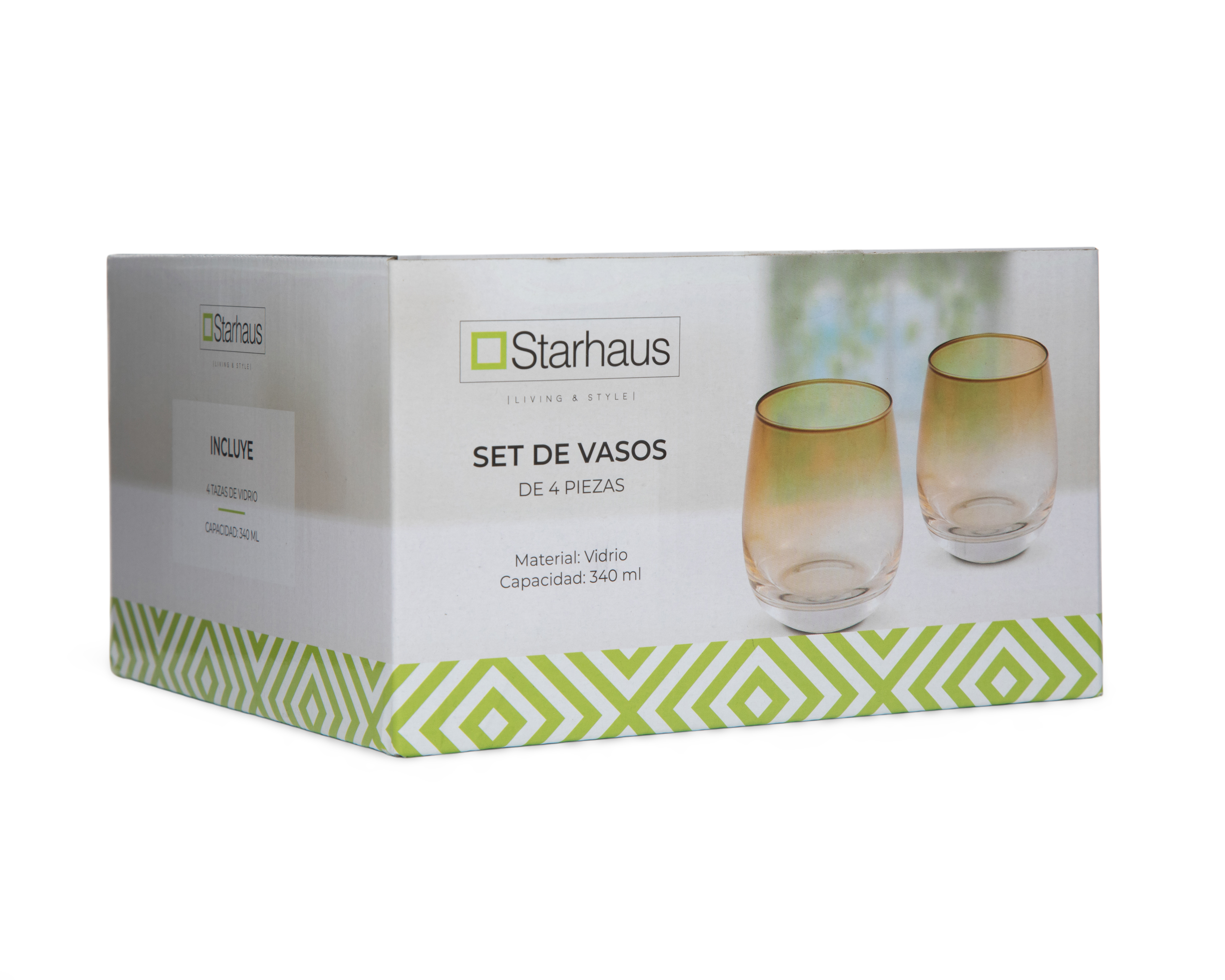 Foto 3 pulgar | Foto 2 | Vaso de Vidrio Starhaus 340 ml 4 Piezas
