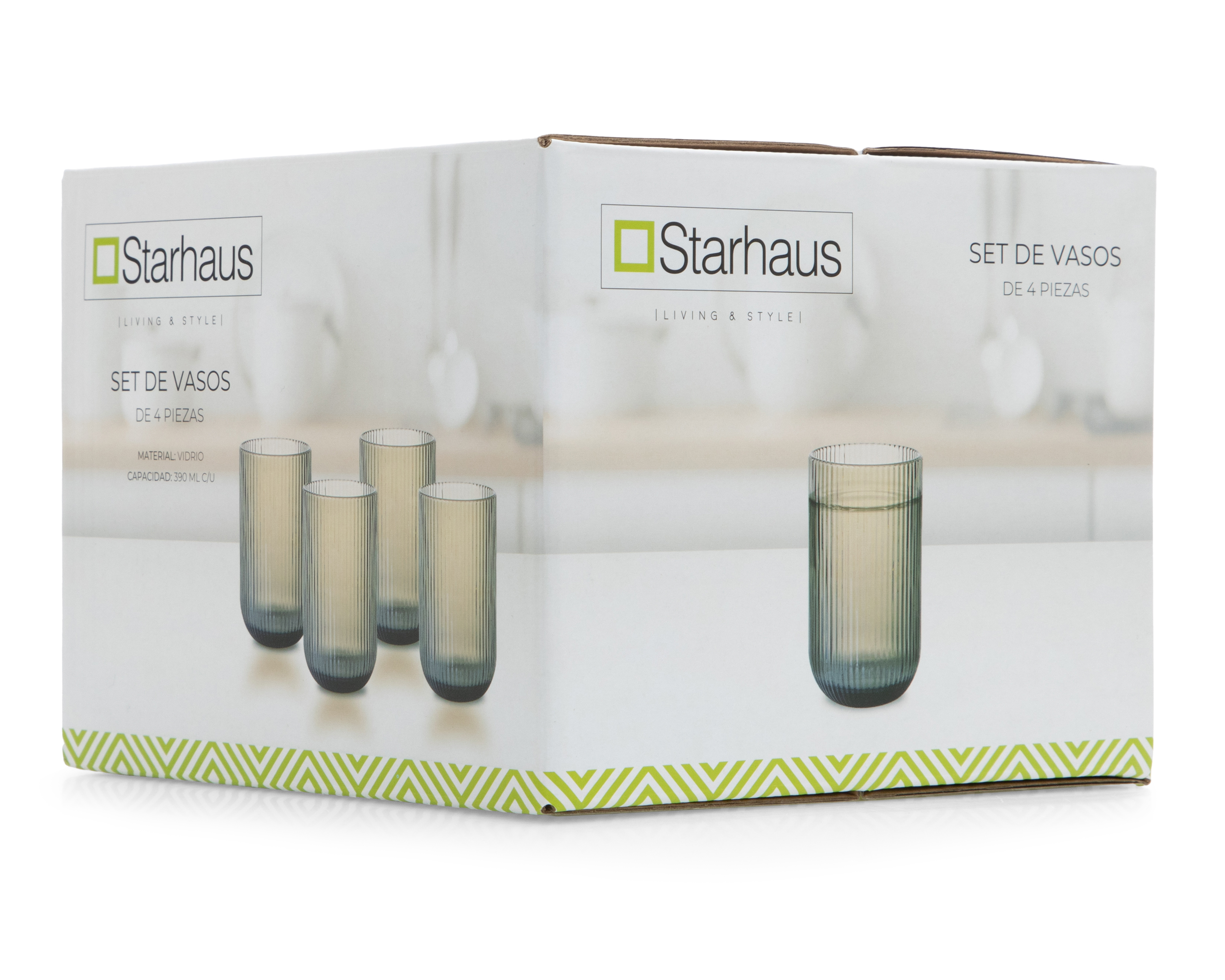 Foto 2 | Foto 2 | Vaso de Vidrio Starhaus 390 ml 4 Piezas