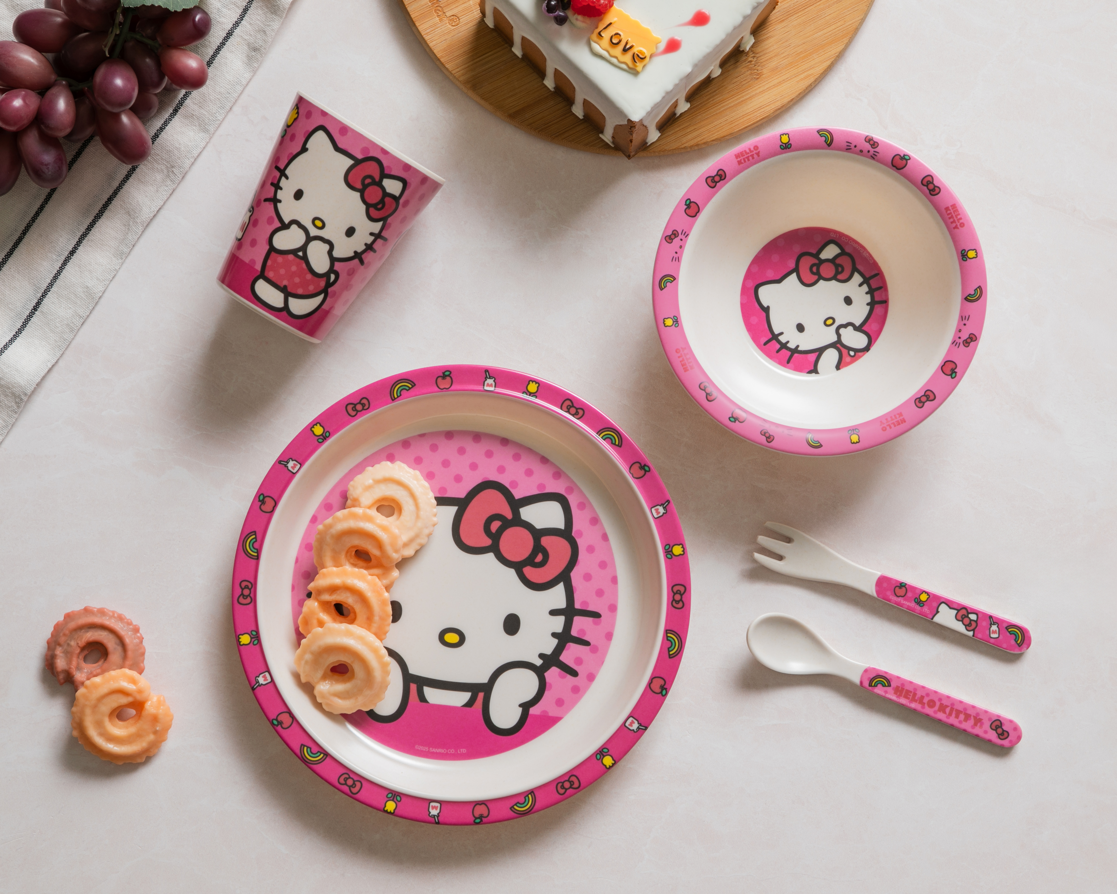 Vajilla de Bambú Rosa 1 Persona 5 Piezas