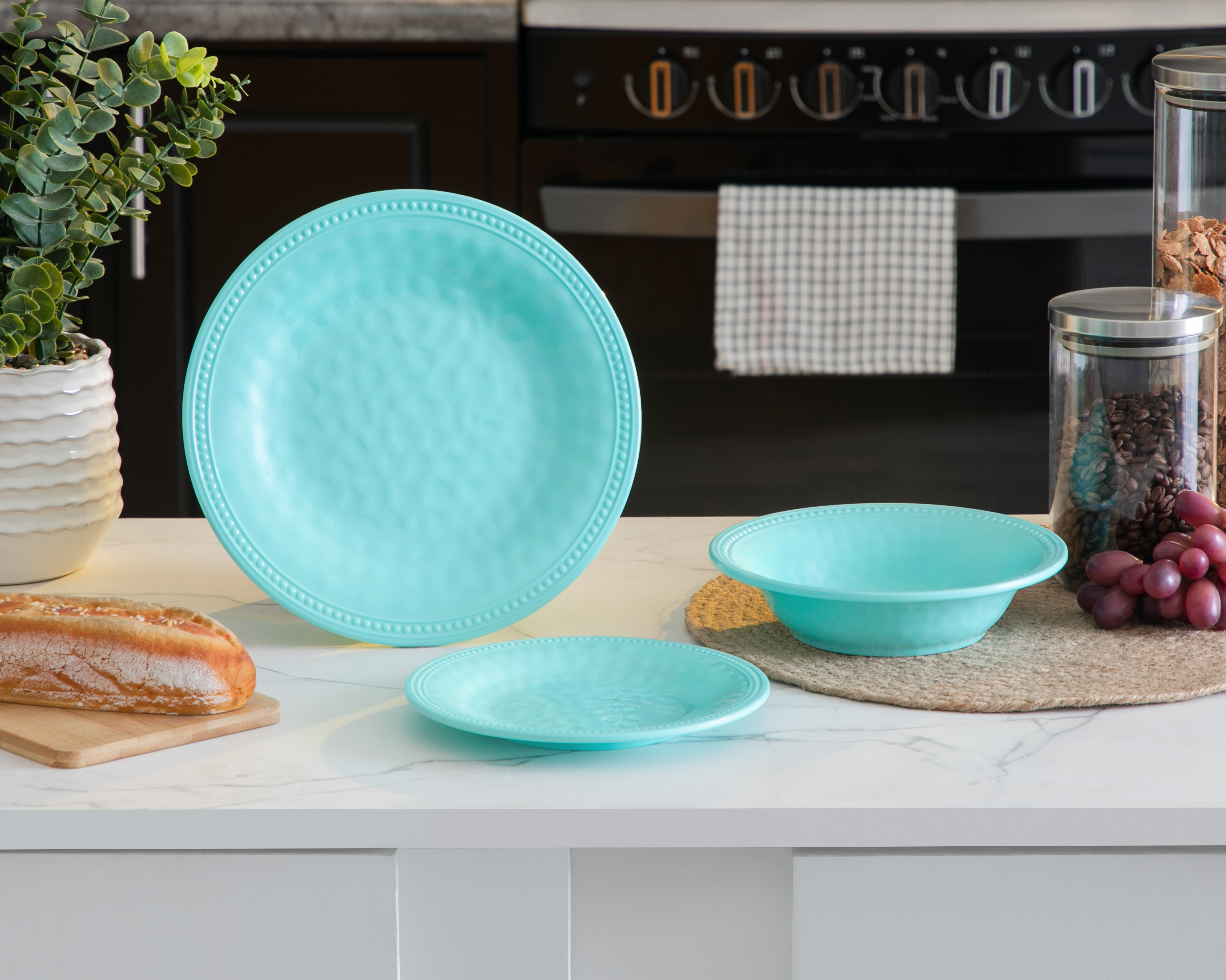 Vajilla de Melamina Azul para 4 Personas 12 Piezas