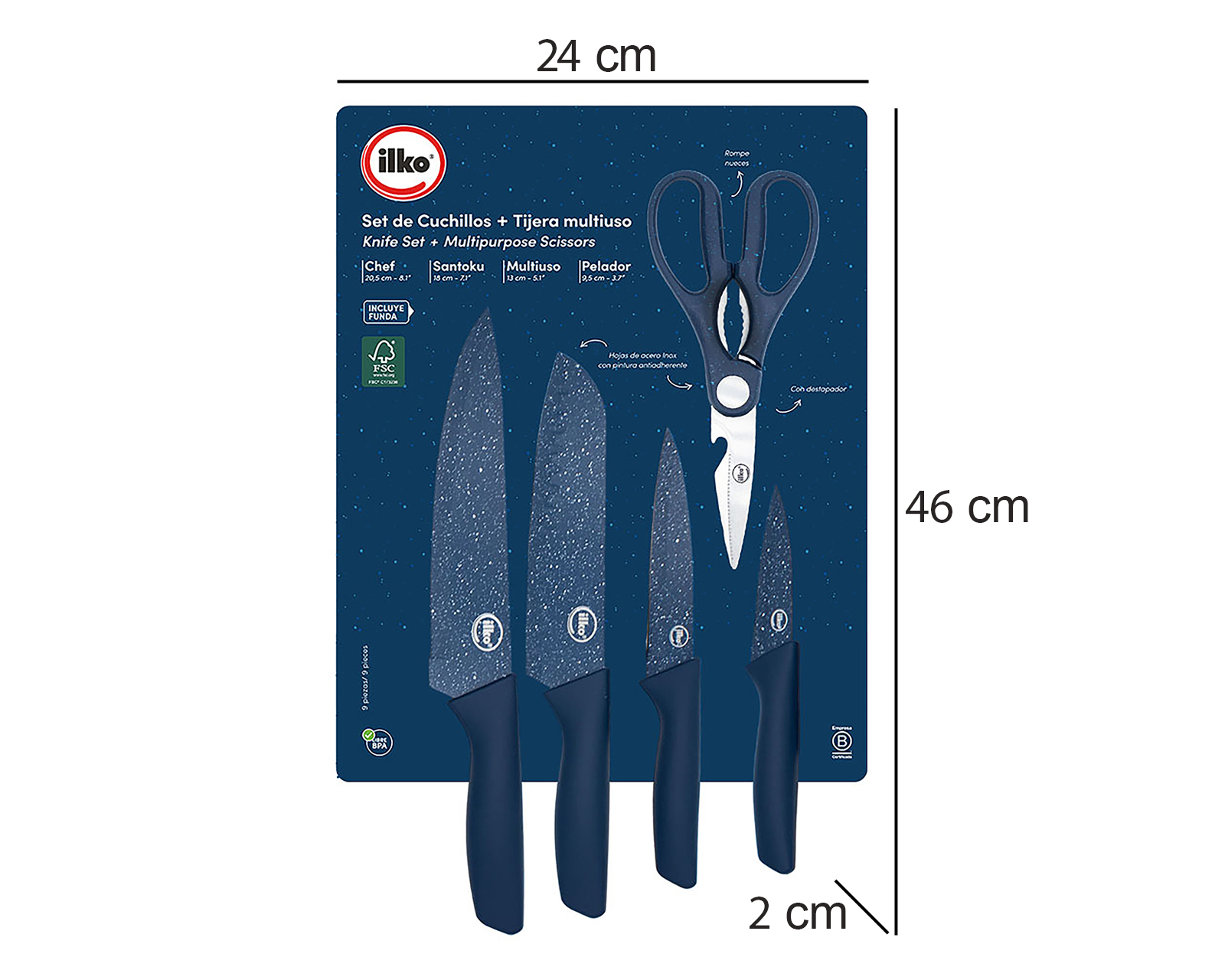 Foto 10 pulgar | Foto 9 | Juego de Cuchillos Ilko Navy 5 Piezas