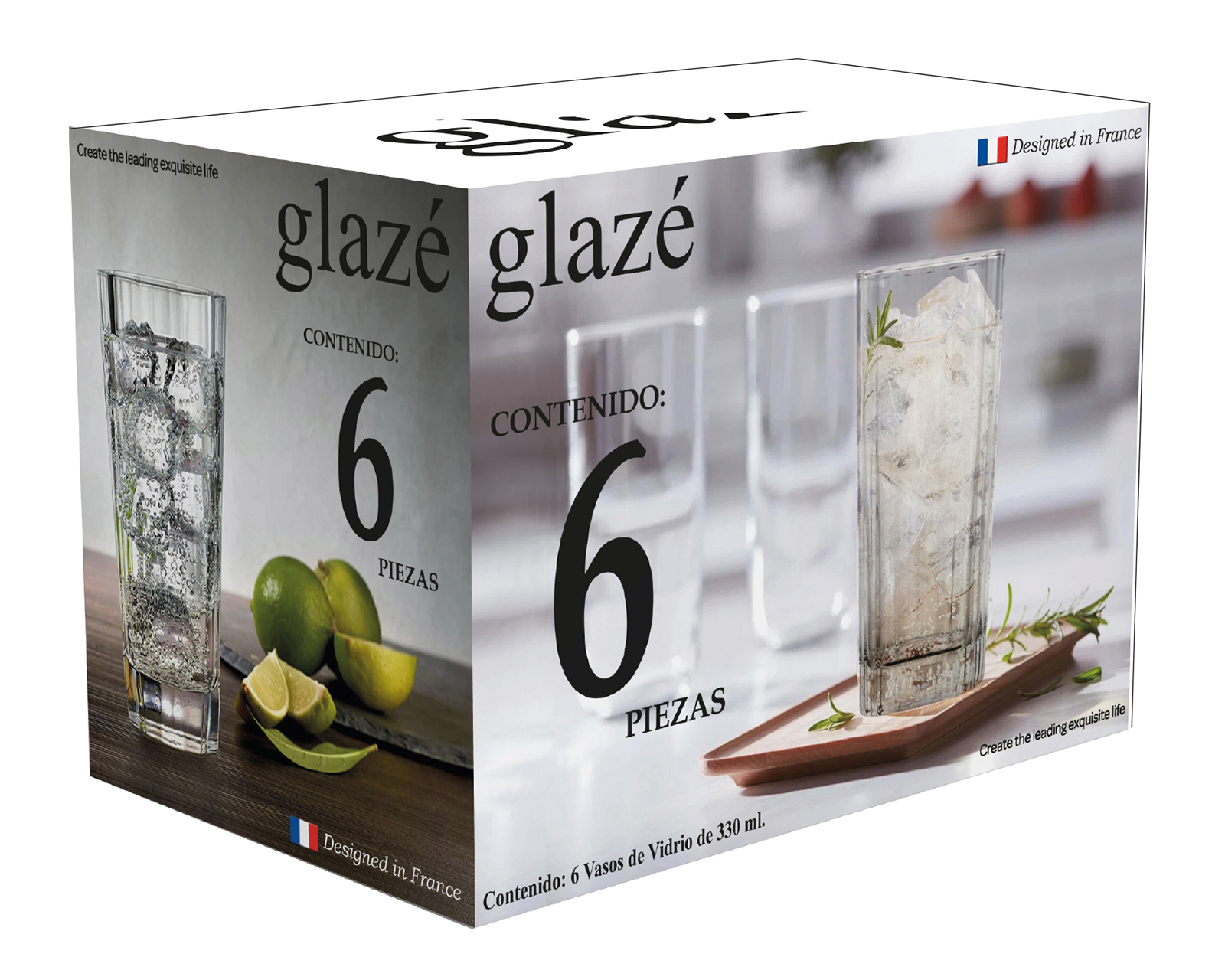 Foto 4 pulgar | Foto 3 | Vasos de Vidrio Glazé 330 ml 6 Piezas