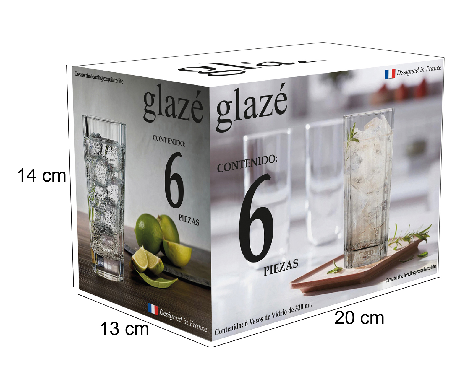 Foto 6 pulgar | Foto 5 | Vasos de Vidrio Glazé 330 ml 6 Piezas
